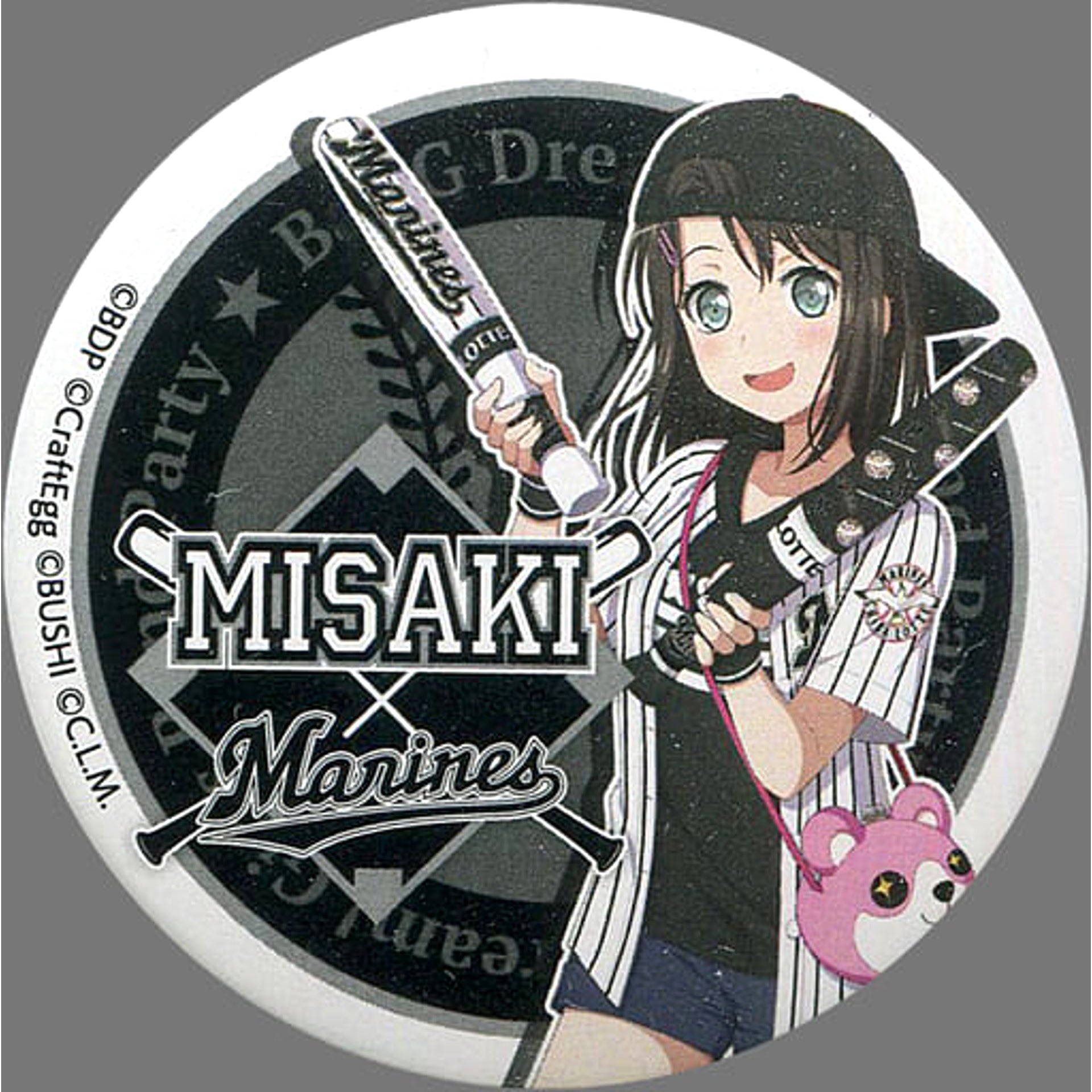 BanG Dream! Girls Band Party! Misaki Okusawa Upper Body Chiba Lotte Marines Trading Can Badge Pacific League 6 Team Collaboration Limited Buttons [USED]