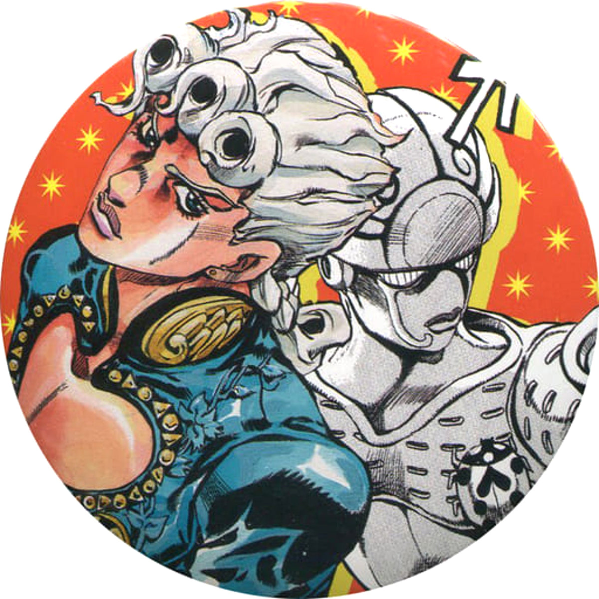 JoJo's Bizarre Adventure Part 5: Golden Wind Giorno Giovanna Orange Collection Can Badge Hirohiko Araki Original Art Exhibition JOJO Ripple of Adventure Limited Buttons [USED]