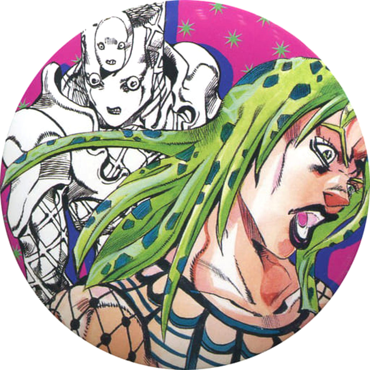 JoJo's Bizarre Adventure Part 5: Golden Wind Diavolo Collection Can Badge Hirohiko Araki Original Art Exhibition JOJO Ripple of Adventure Limited Buttons [USED]