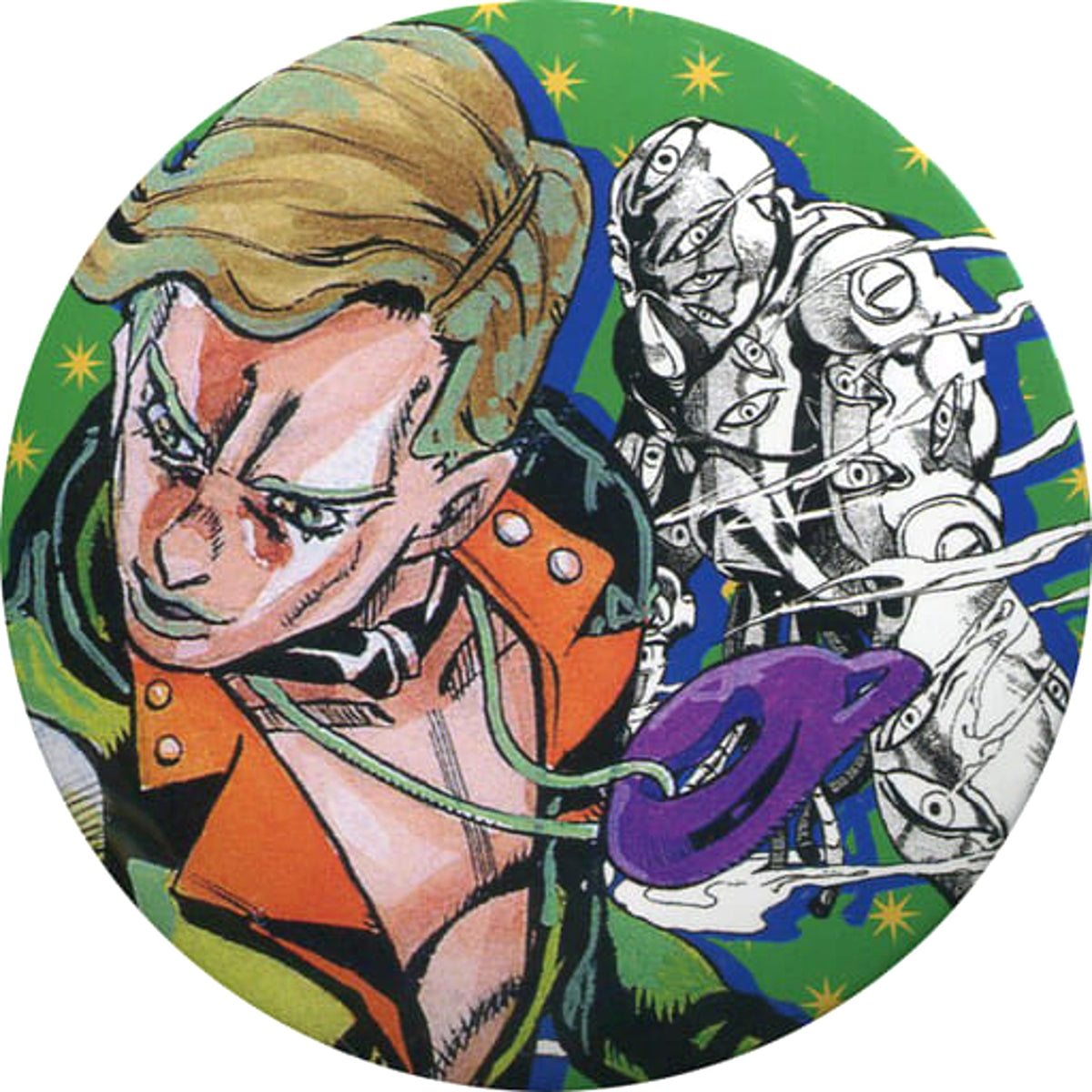 JoJo's Bizarre Adventure Part 5: Golden Wind Prosciutto Collection Can Badge Hirohiko Araki Original Art Exhibition JOJO Ripple of Adventure Limited Buttons [USED]