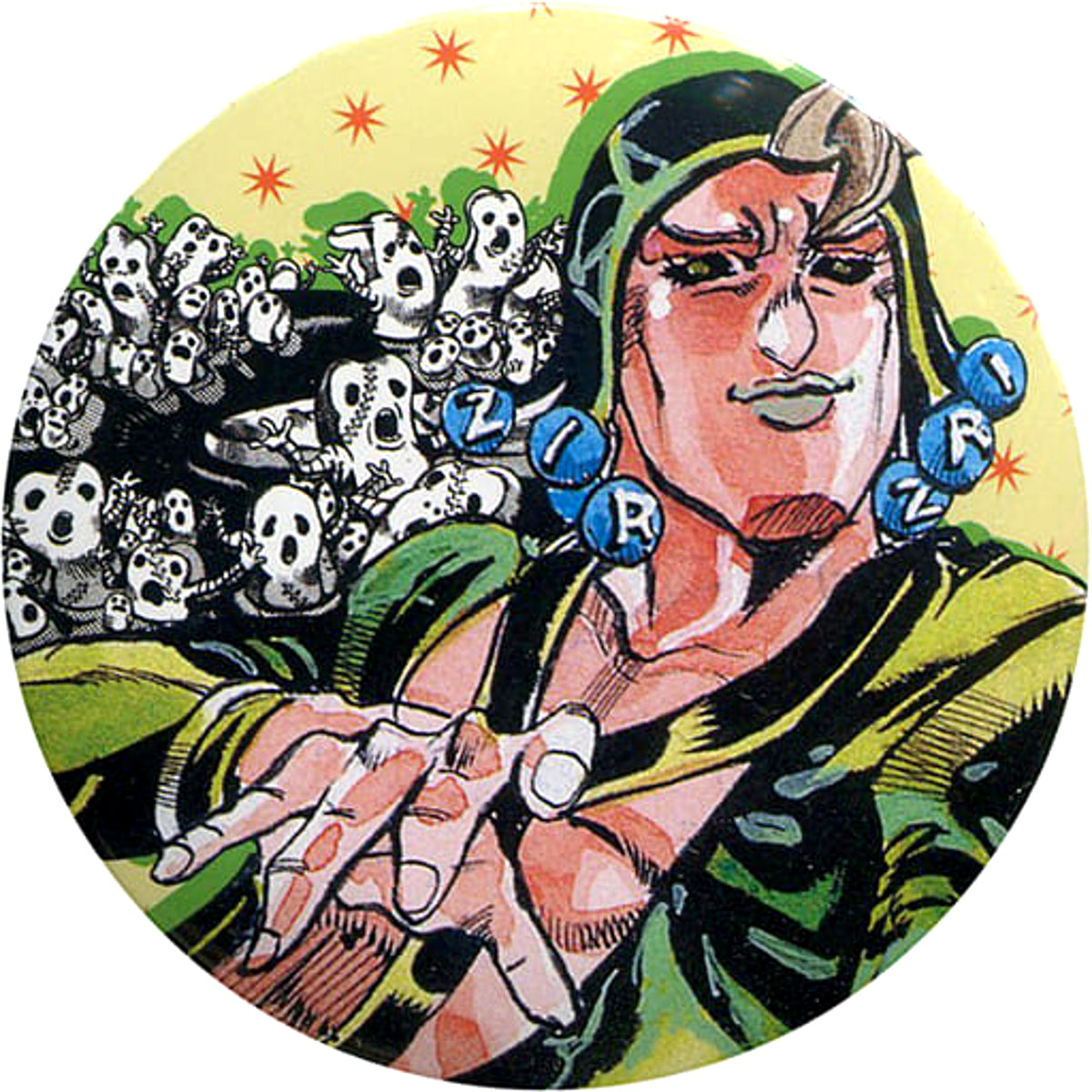 JoJo's Bizarre Adventure Part 5: Golden Wind Risotto Nero Collection Can Badge Hirohiko Araki Original Art Exhibition JOJO Ripple of Adventure Limited Buttons [USED]