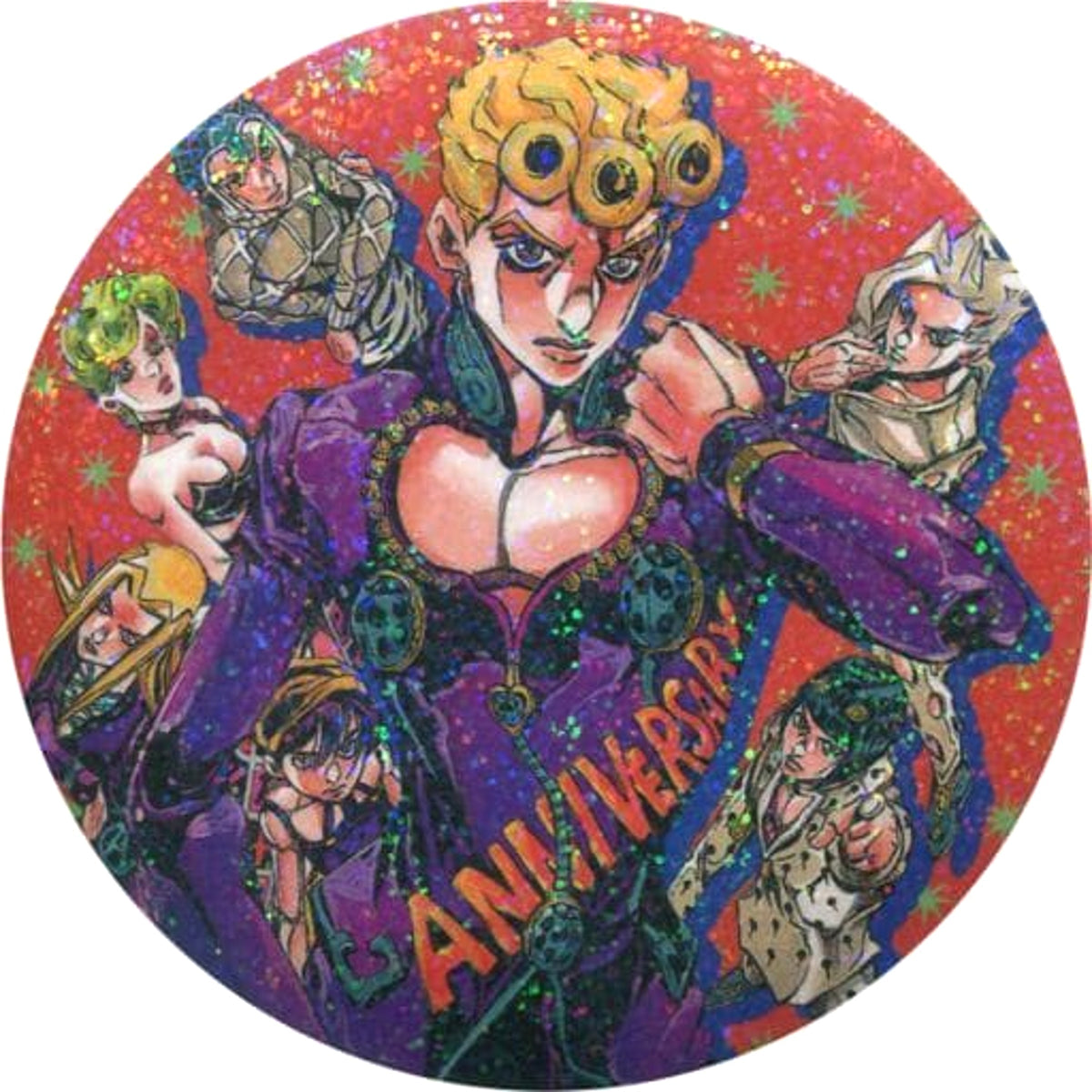 JoJo's Bizarre Adventure Part 5: Golden Wind Giorno Giovanna & Others Collection Can Badge Hirohiko Araki Original Art Exhibition JOJO Ripple of Adventure Limited Buttons [USED]