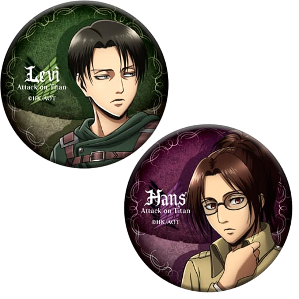 Attack on Titan Levi Ackerman Hange Zoe Can Badge Set Set of 2 Buttons [USED]