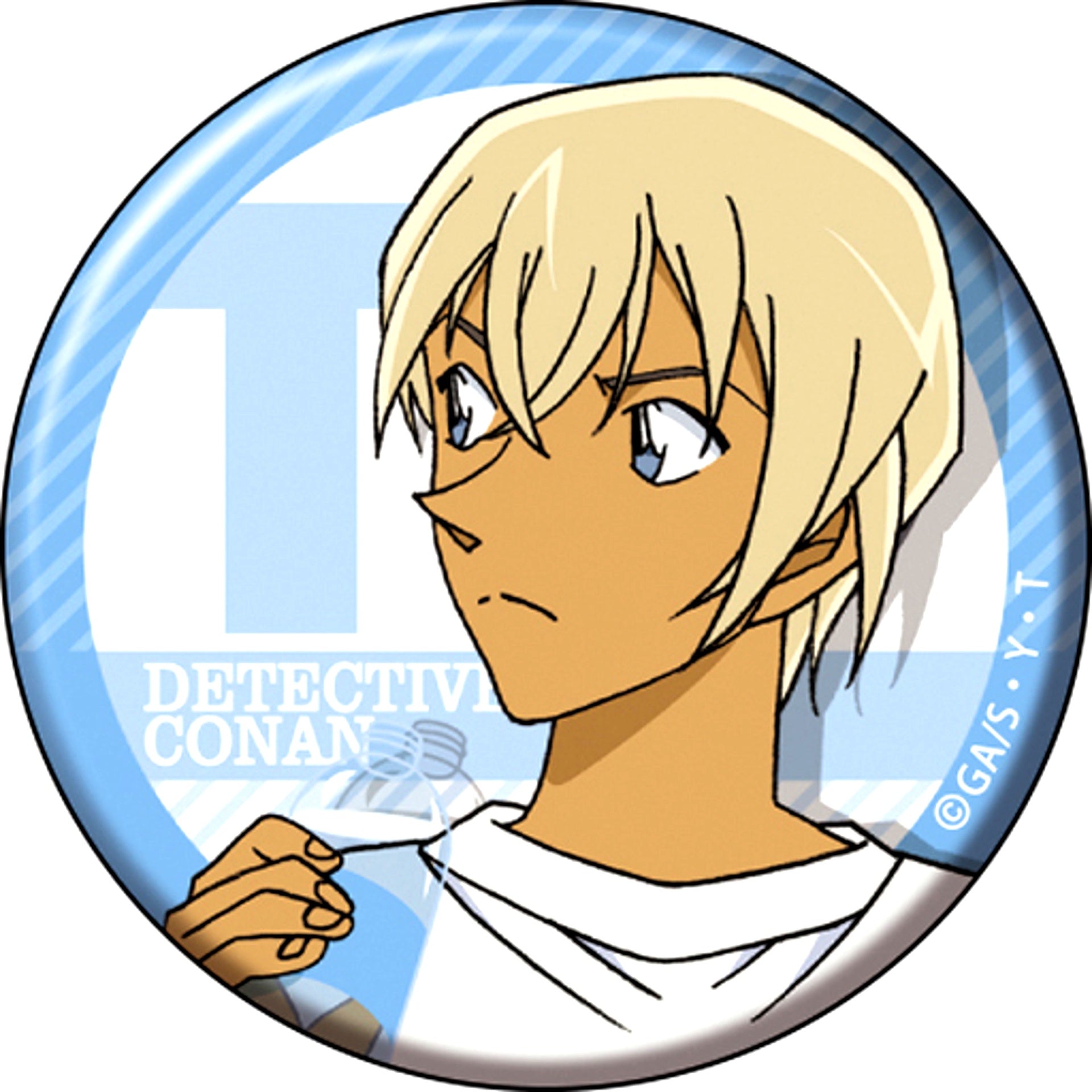 Toru Amuro Background T Light Blue Detective Conan Chara Badge Amuro [USED]