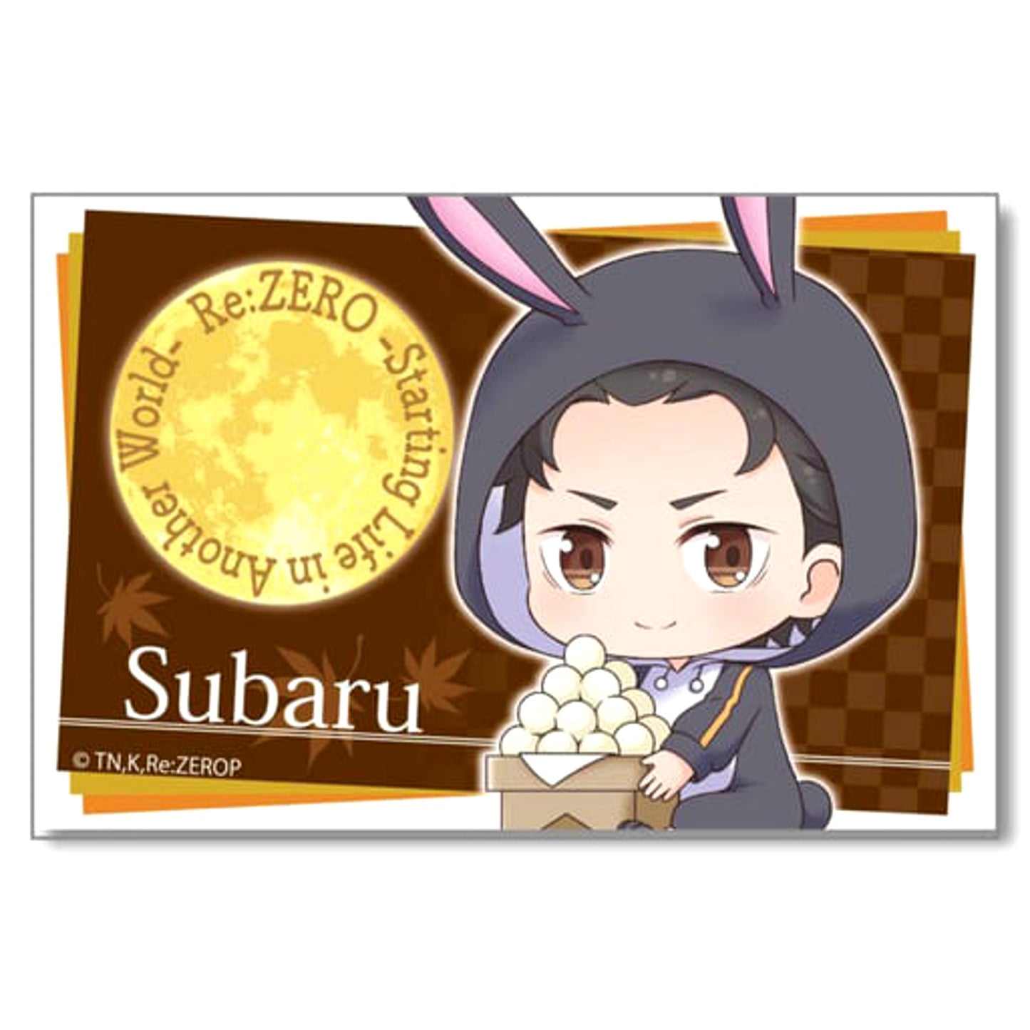 Re:ZERO -Starting Life in Another World- Subaru Natsuki Moon Viewing Ver. Gyugyutto Big Square Can Badge Buttons [USED]