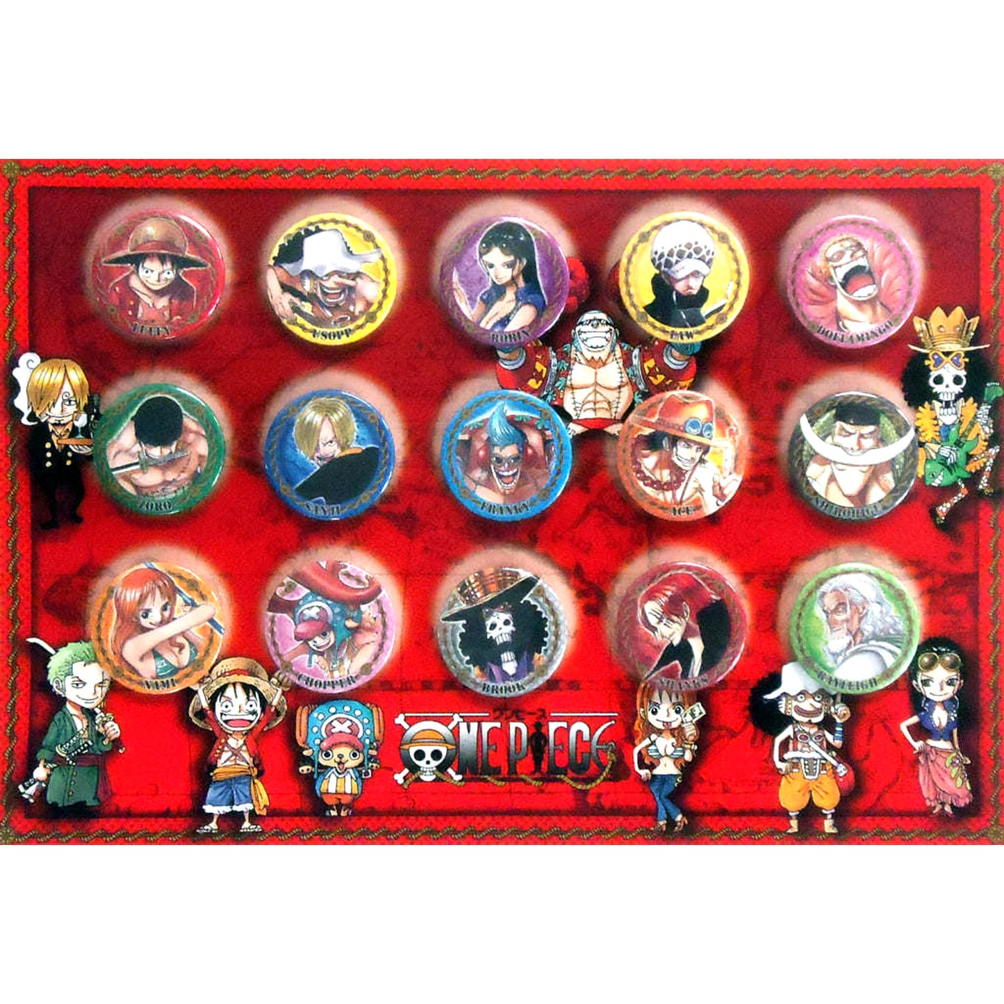 One Piece Monkey D. Luffy & Others Can Badge Set 1 Jump Festa 2014 Limited 5 Piece Set Buttons [USED]