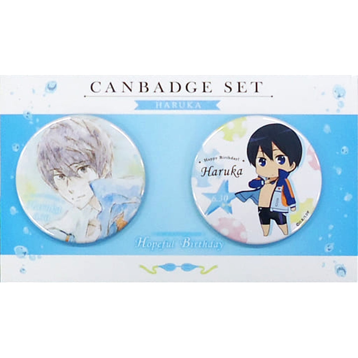 Free!-Dive to the Future- Haruka Nanase Hopeful Birthday Can Badge Set Set of 2 Buttons [USED]