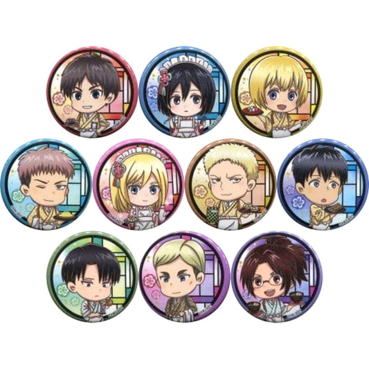 Cafe Attack on Titan in Sweets Paradise Ellen Yeager & Others Trading Can Badge All 10 Types Set Buttons [USED]