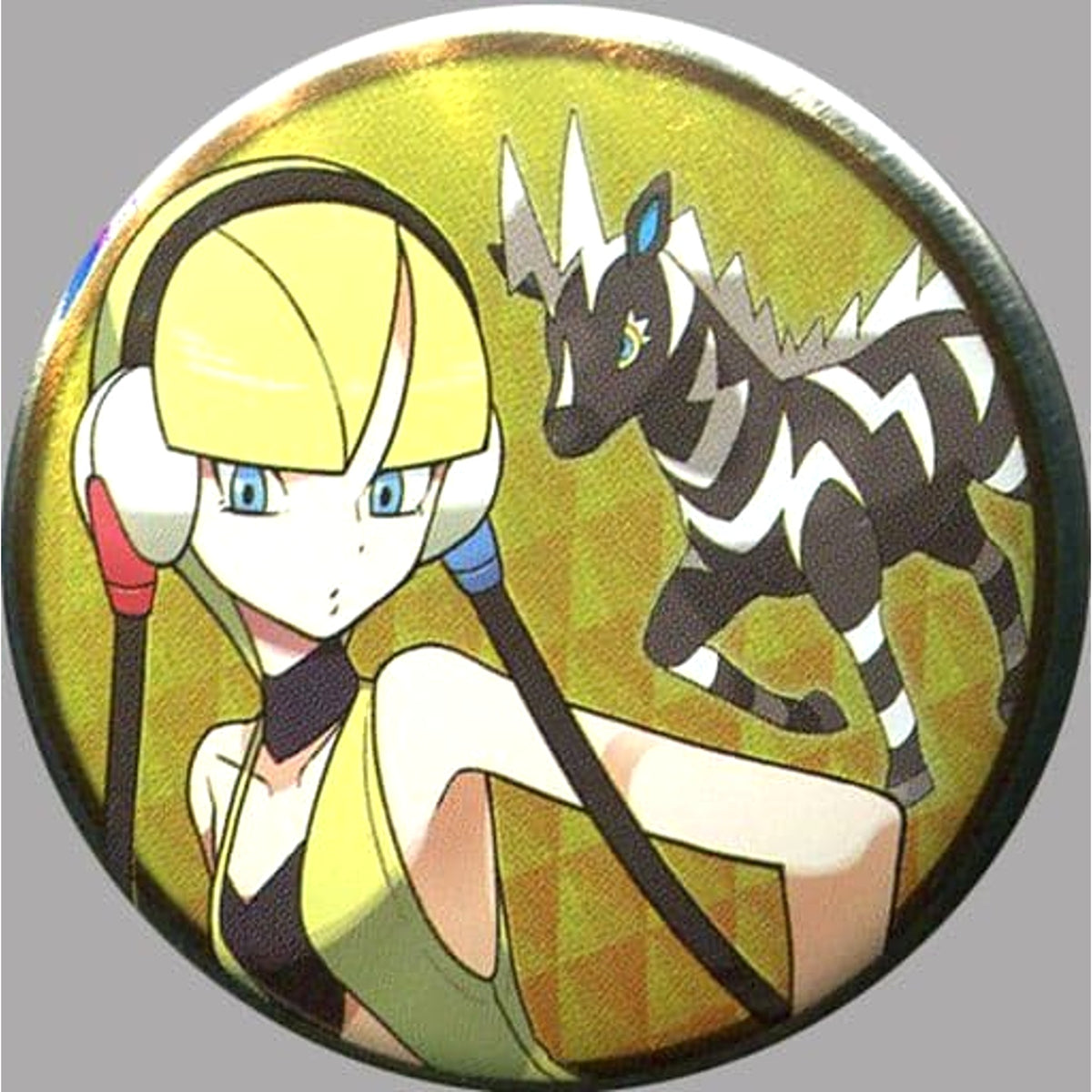 Pokemon Elesa Zebstrika Can Badge Collection Unova Region Arc A Pokemon Center Limited Buttons [USED]