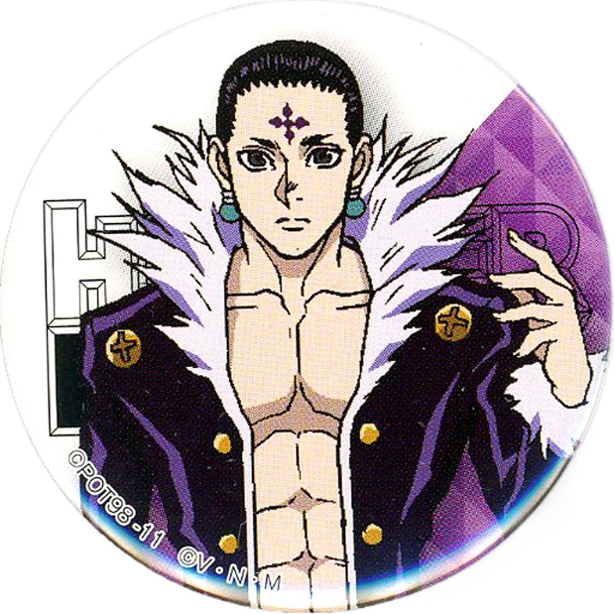 Hunter x Hunter Chrollo Lucilfer 44mm Can Badge J-World Tokyo Limited Mini Game: Kurapika's Middle Finger Chain Lottery Prize C Buttons [USED]