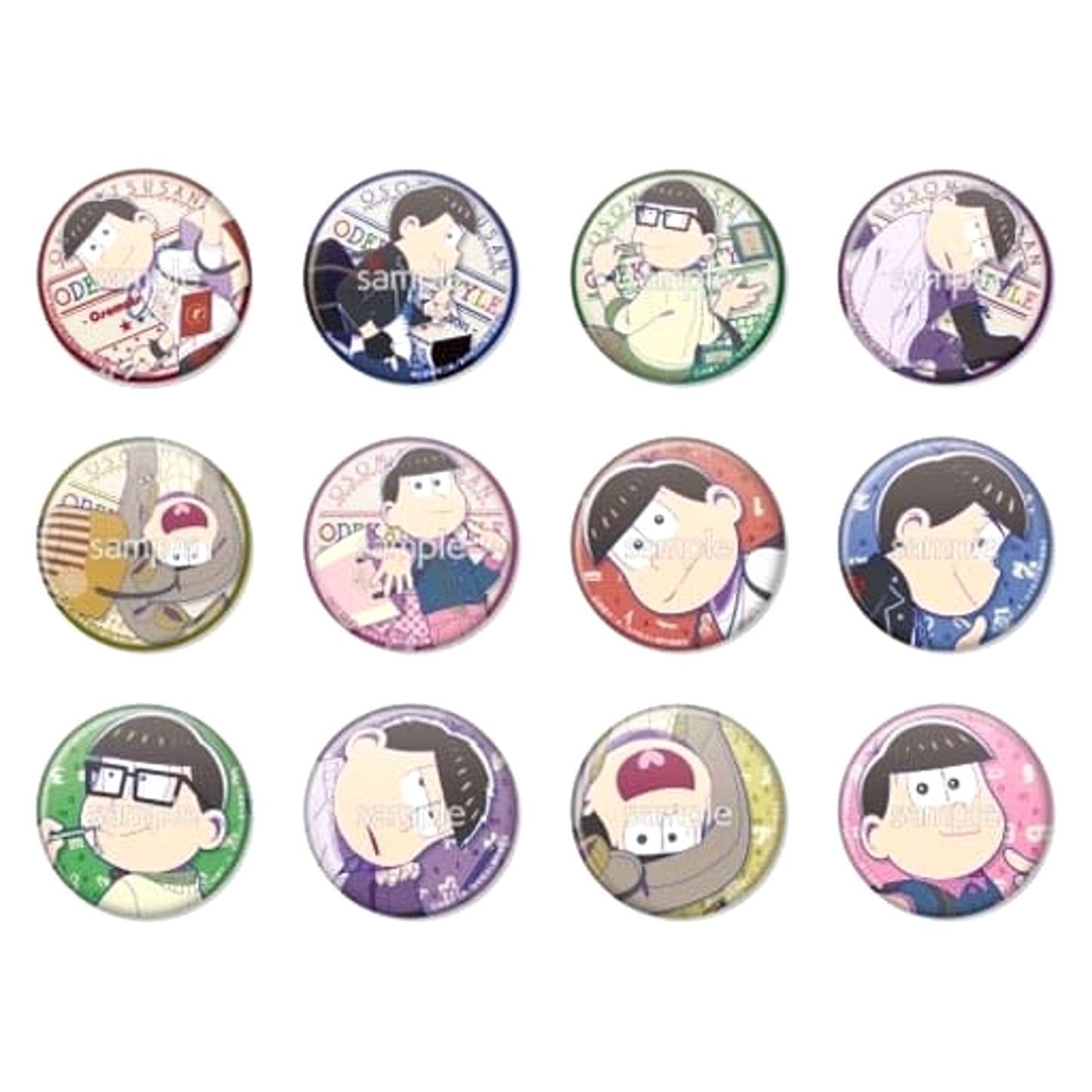 Mr. Osomatsu Osomatsu & Others Odekake Style Trading Can Badge All 12 Types Set Buttons [USED]