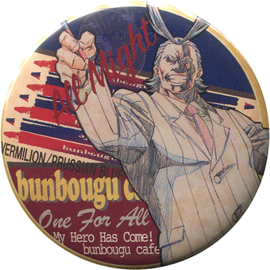 All Might My Hero Academia Vintage American Stationery Motif 57mm Button Bunbougu Cafe 2018 Limited [USED]