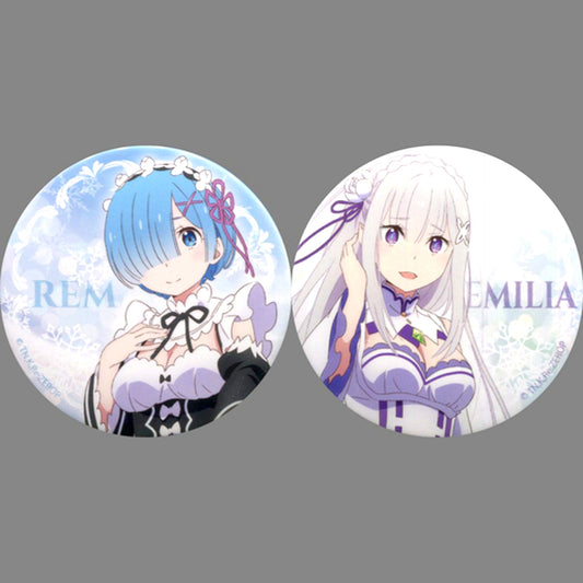 Set of 2 Emilia & Rem Re:Zero Starting Life in Another World Button Memory Snow SMT Original Goods [USED]
