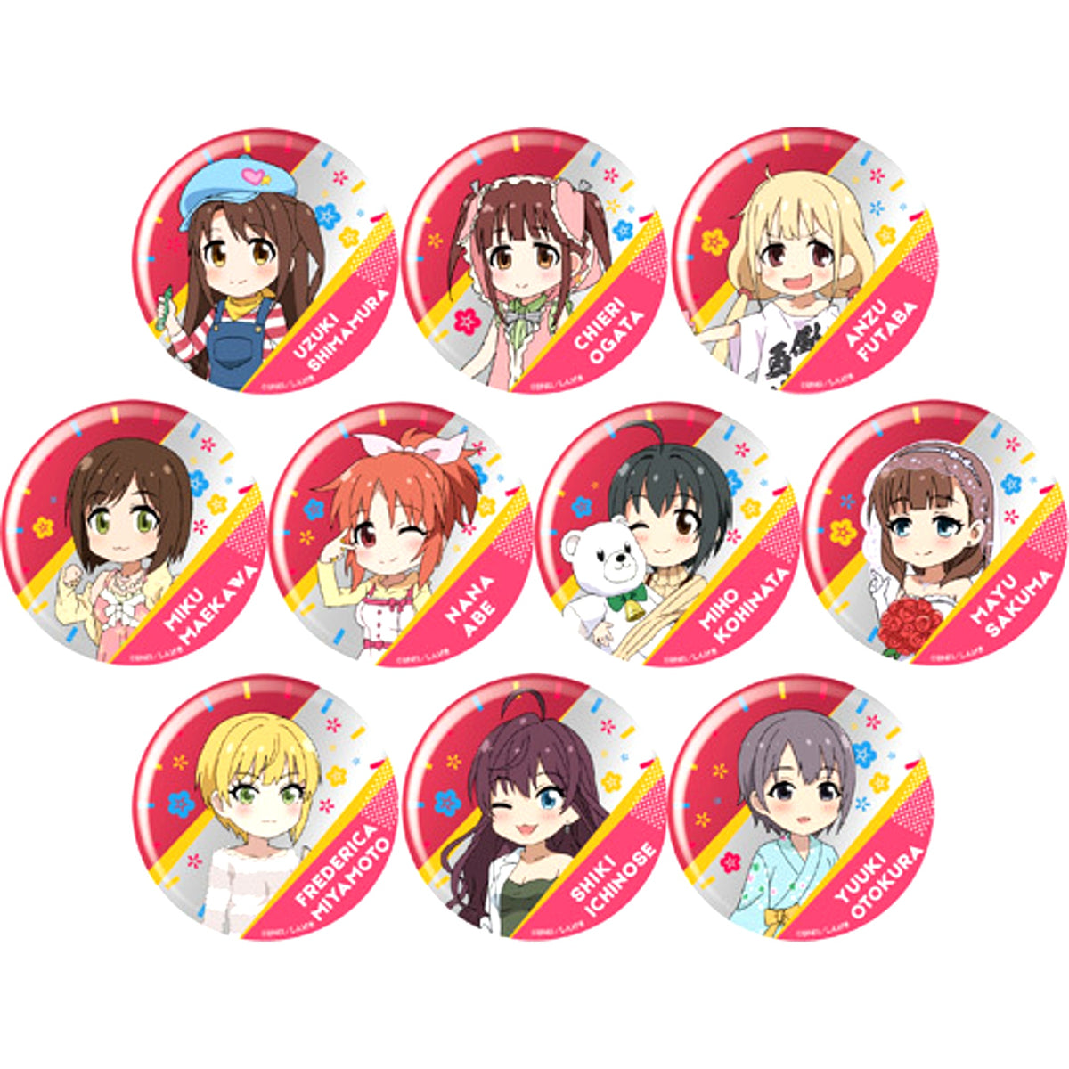 Set of 10 Idolmaster Cinderella Girls Theater Character Button Collection Cute Vol.1 [USED]