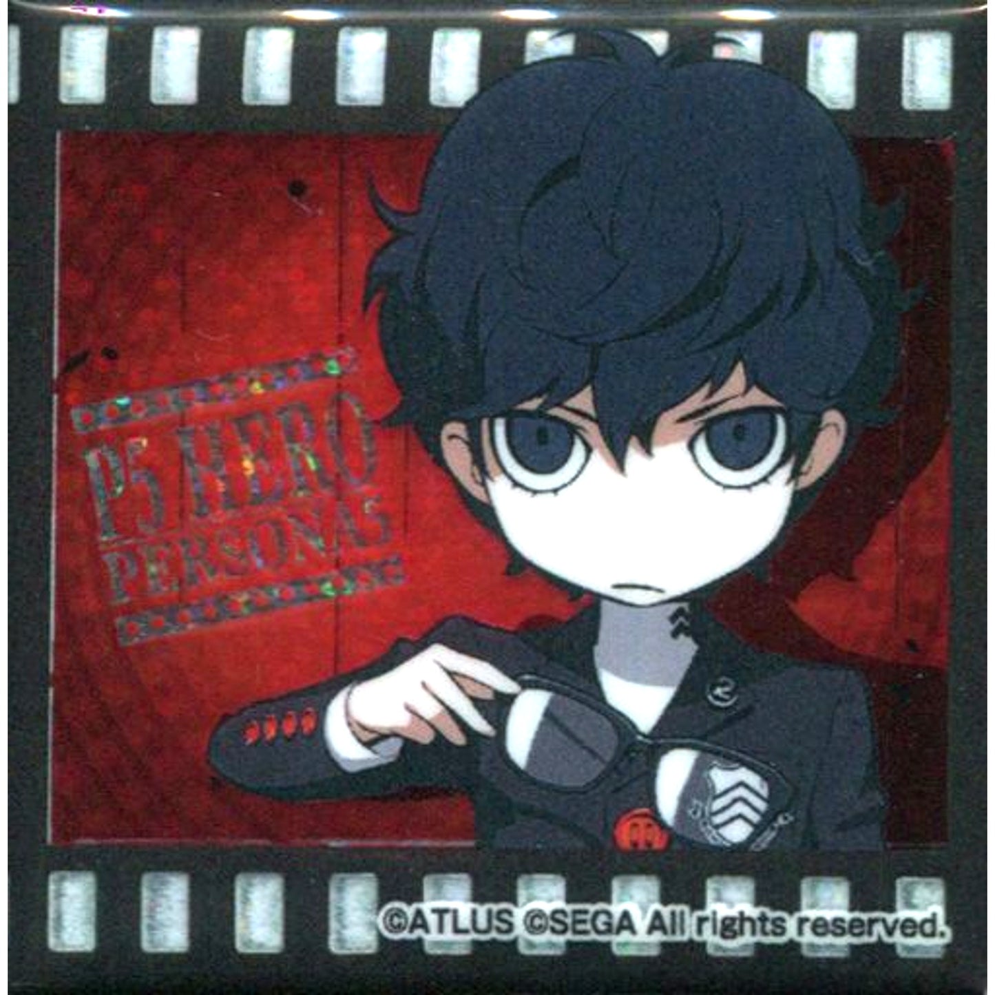 P5 Protagonist Persona Q2 New Cinema Labyrinth Square Holo Button A Sega Collabo Cafe [USED]