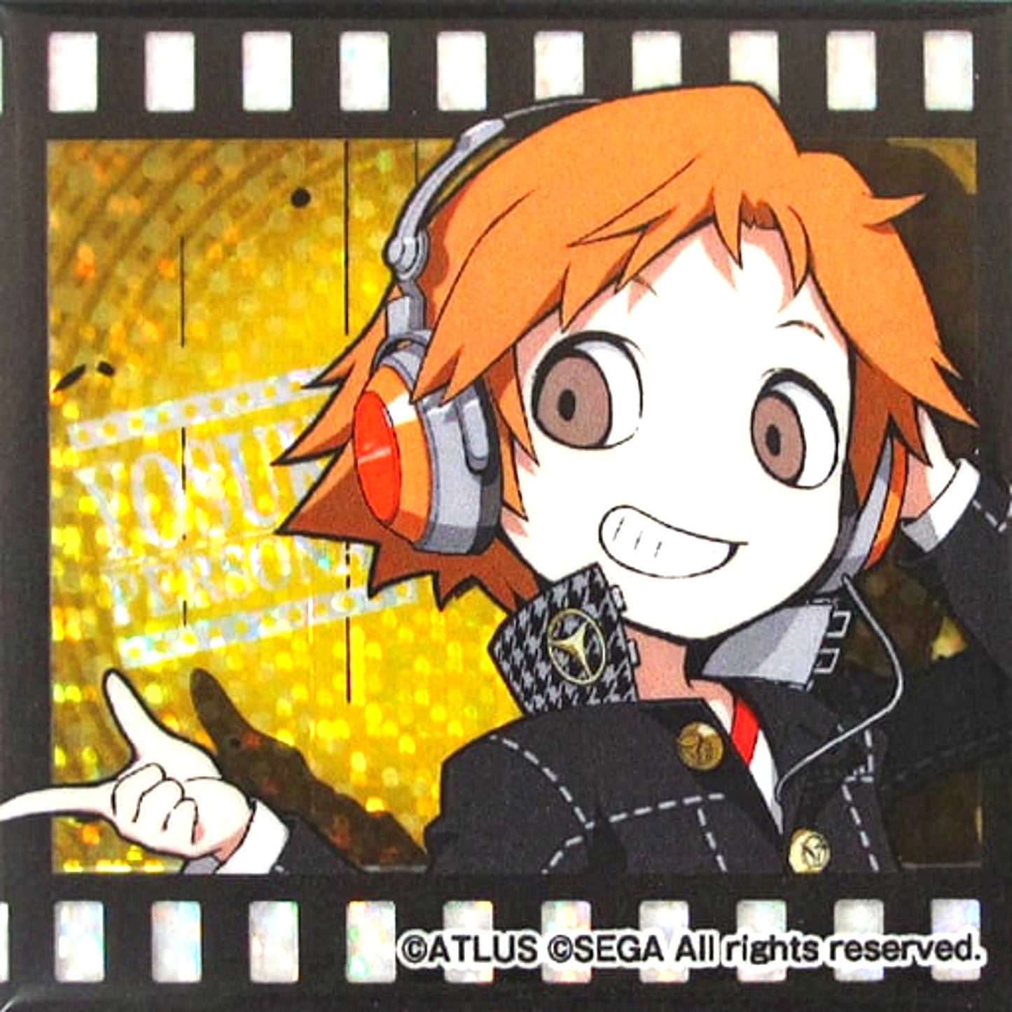 Yosuke Hanamura Persona Q2 New Cinema Labyrinth Square Holo Button A Sega Collabo Cafe [USED]