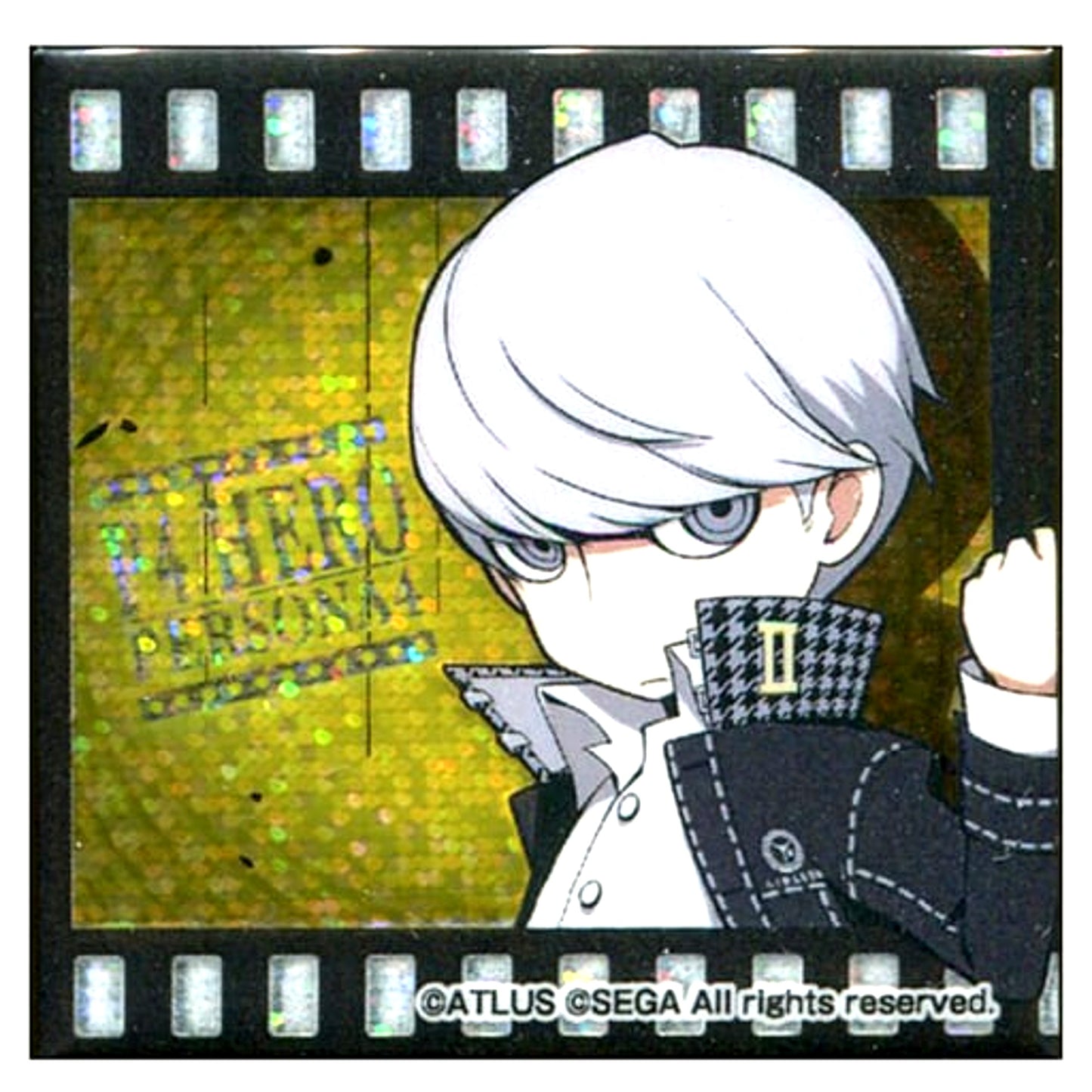 Persona 4 Protagonist Persona Q2 New Cinema Labyrinth Square Holo Button B Sega Collabo Cafe [USED]
