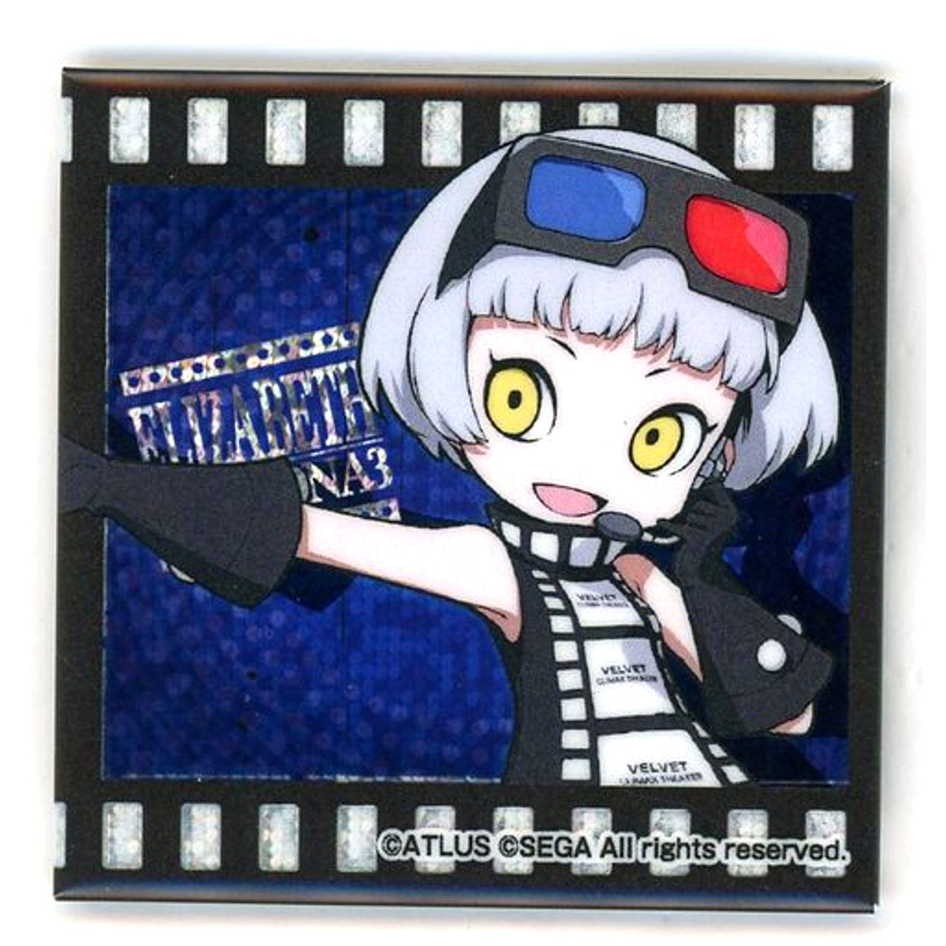 Elizabeth Persona Q2 New Cinema Labyrinth Square Holo Button B Sega Collabo Cafe [USED]