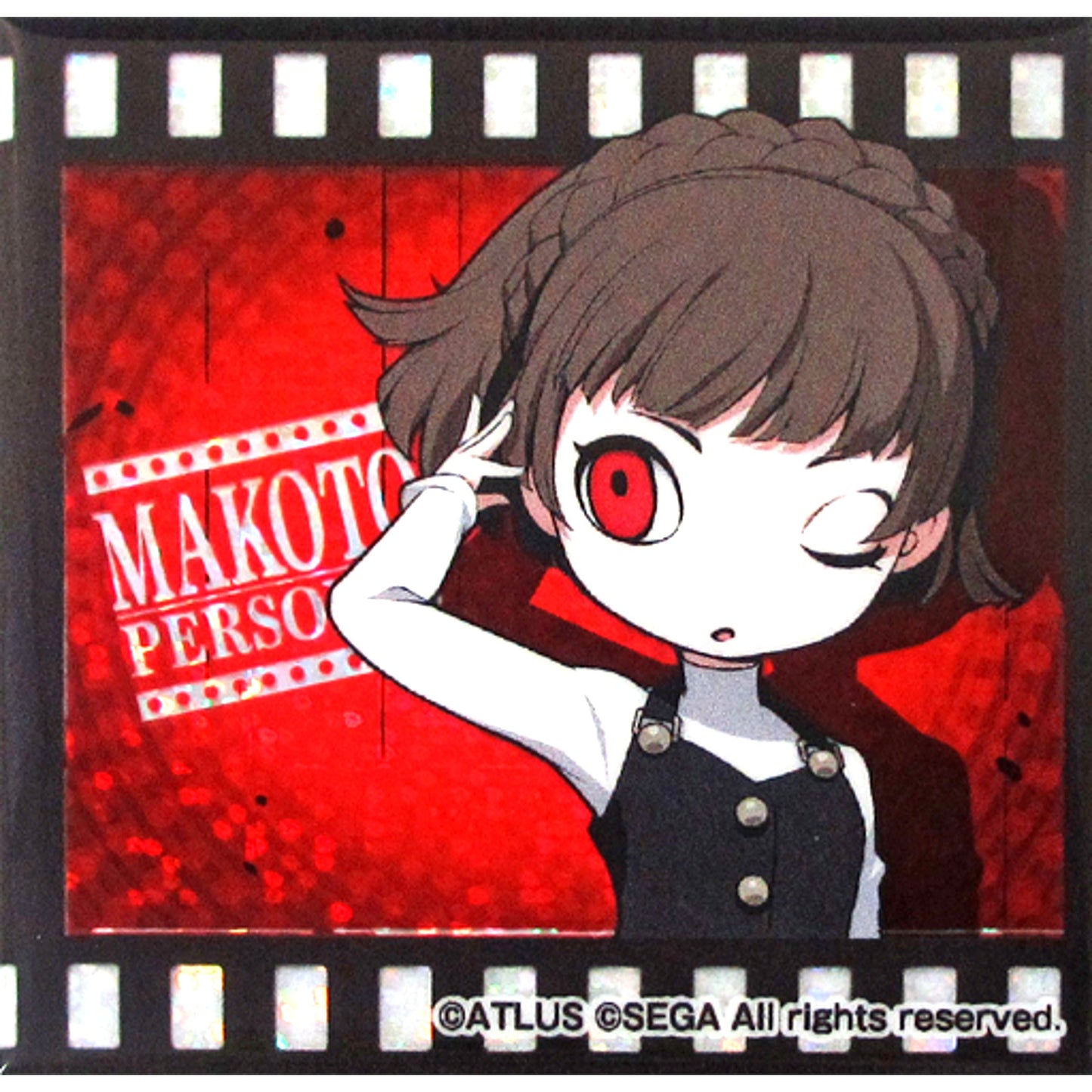 Makoto Niijima Persona Q2 New Cinema Labyrinth Square Holo Button C Sega Collabo Cafe [USED]