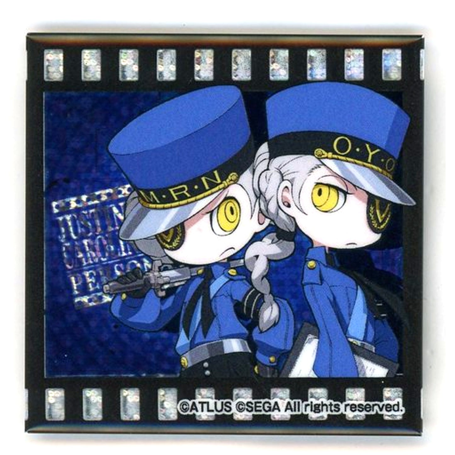 Justine and Caroline Persona Q2 New Cinema Labyrinth Square Holo Button C Sega Collabo Cafe [USED]