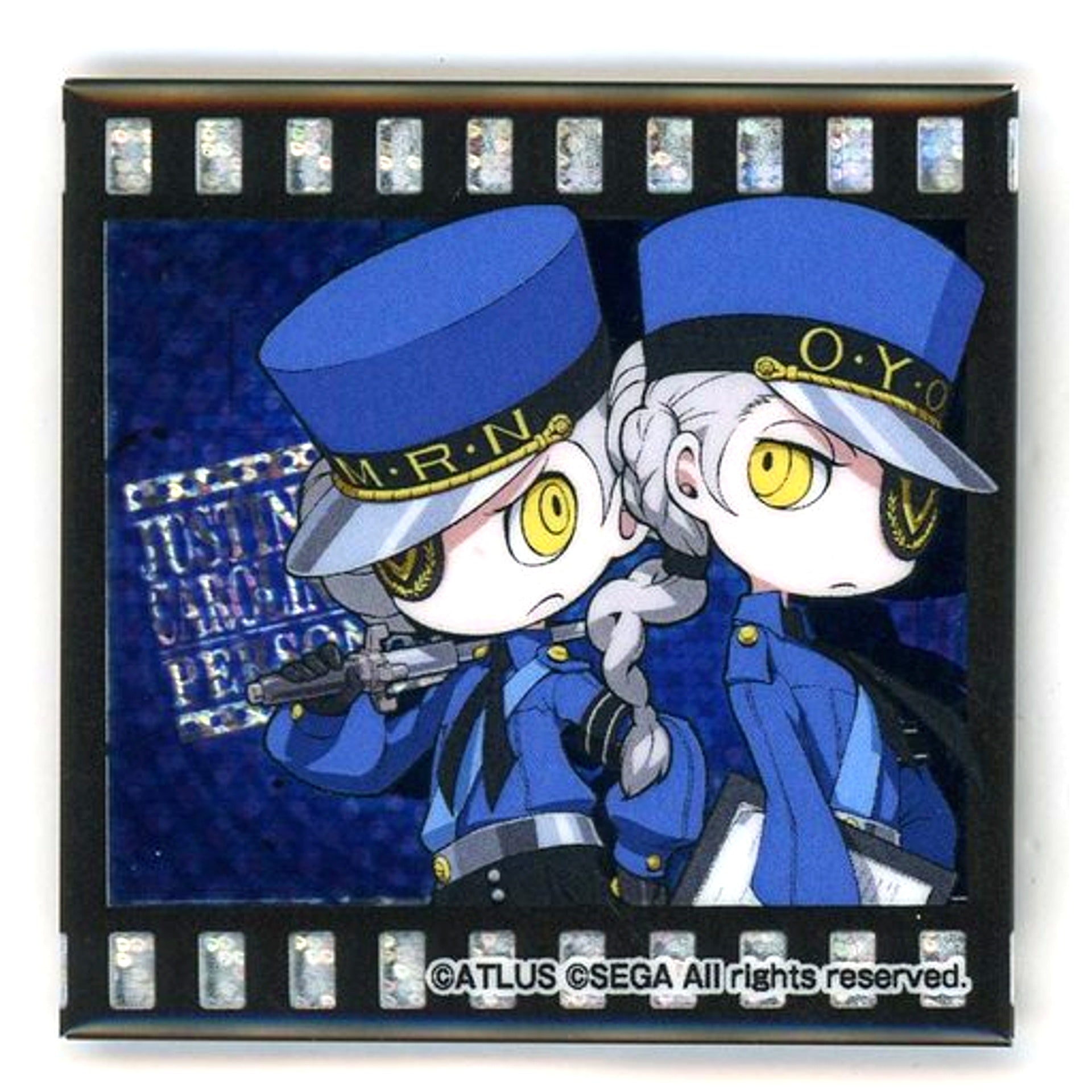 Justine and Caroline Persona Q2 New Cinema Labyrinth Square Holo Button C Sega Collabo Cafe [USED]
