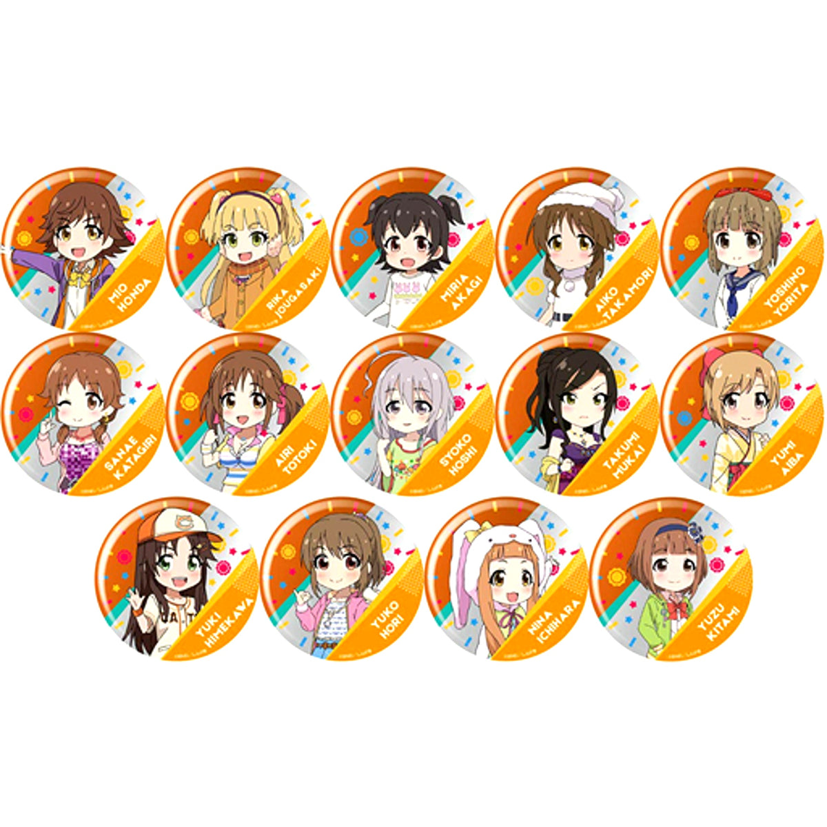 Set of 14 Idolmaster Cinderella Girls Theater Character Button Collection Passion Vol.2 [USED]