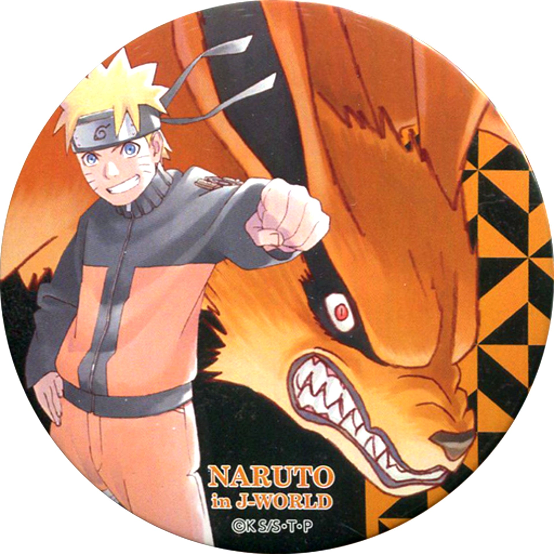 Naruto and Nine-Tails Secret Naruto and Boruto J-World Emaki Kizuna Naruto Uzumaki 75mm Button [USED]