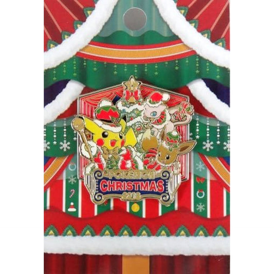 Pokemon Pikachu Eevee Mew Logo Pins Christmas 2018 Pokemon Center Limited Pins [USED]