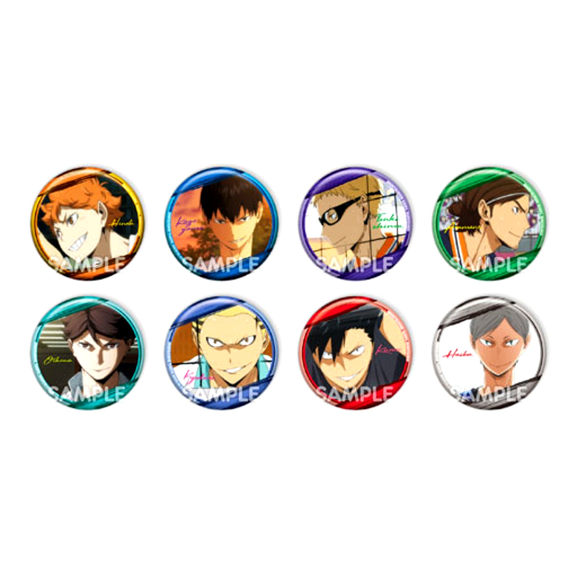 Set of 8 Haikyu!! Passion Button 3 Karasuno High School VS Shiratorizawa Academy [USED]