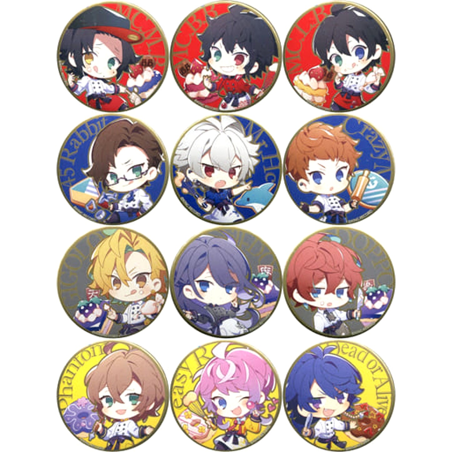 Hypnosis Mic: Division Rap Battle Jiro Yamada & Others Trading Can Badge in Sweets Paradise Round2 Limited All 12 Types Set Buttons [USED]
