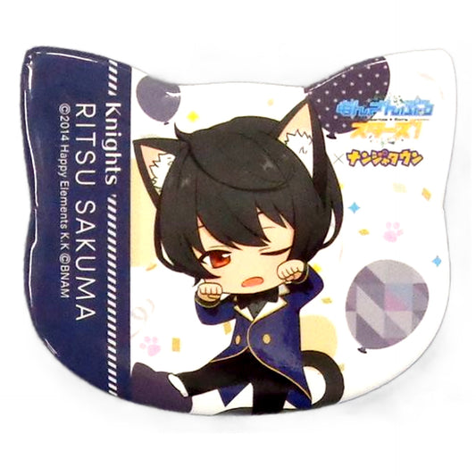 Ritsu Sakuma Ensemble Stars! in Namja Town Cat Festival Cat Shaped Can Badge Collection C Can Badge [USED]