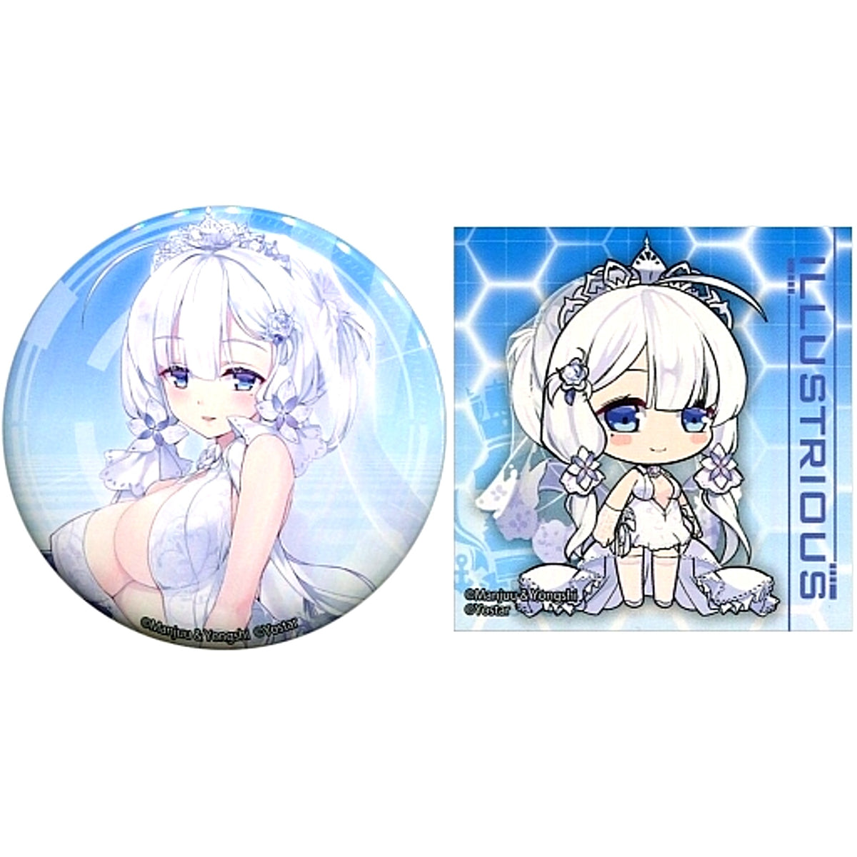 Illustrious Azur Lane Charat Kuji R Prize Button with Sticker [USED]