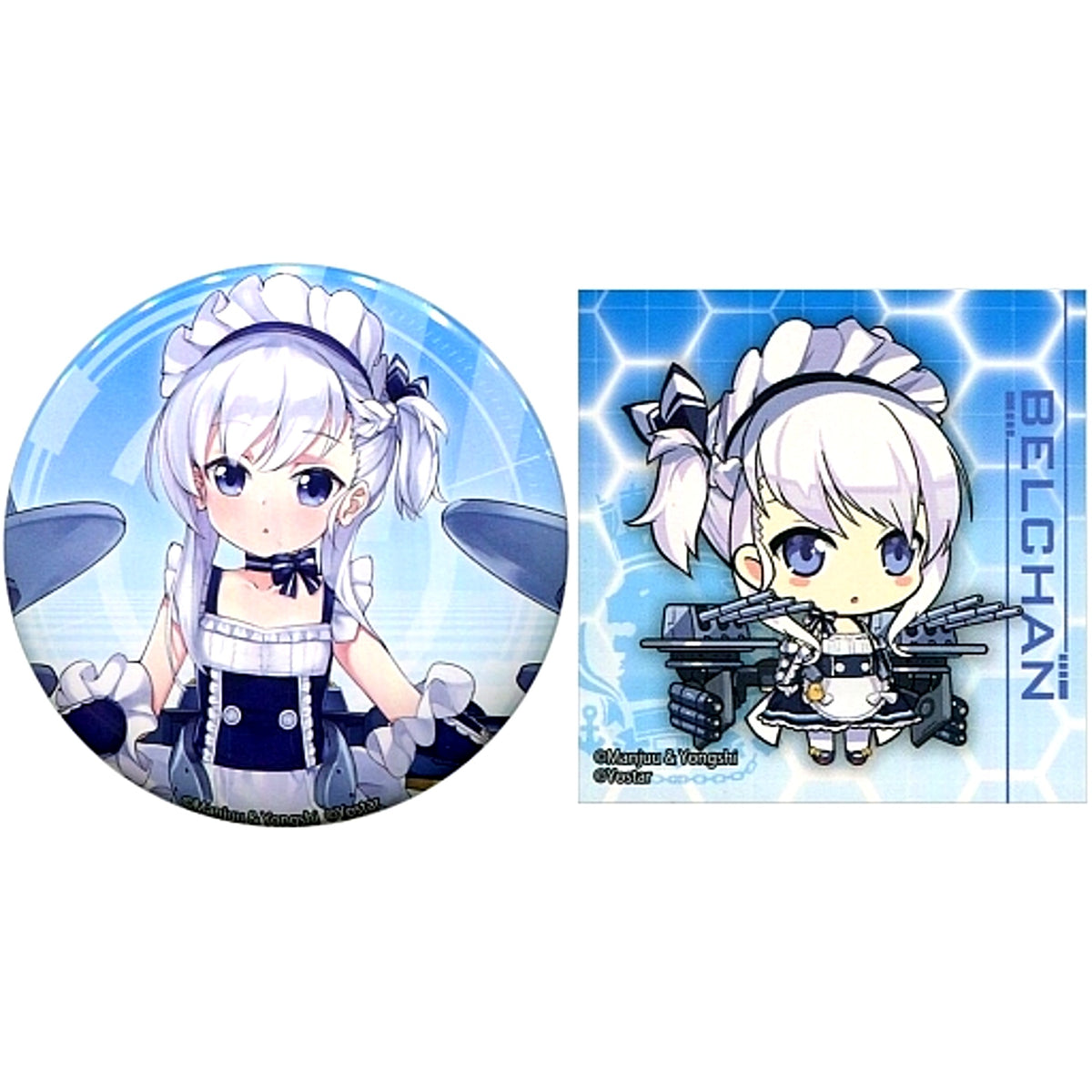 Little Belfast Azur Lane Charat Kuji R Prize Button with Sticker [USED]