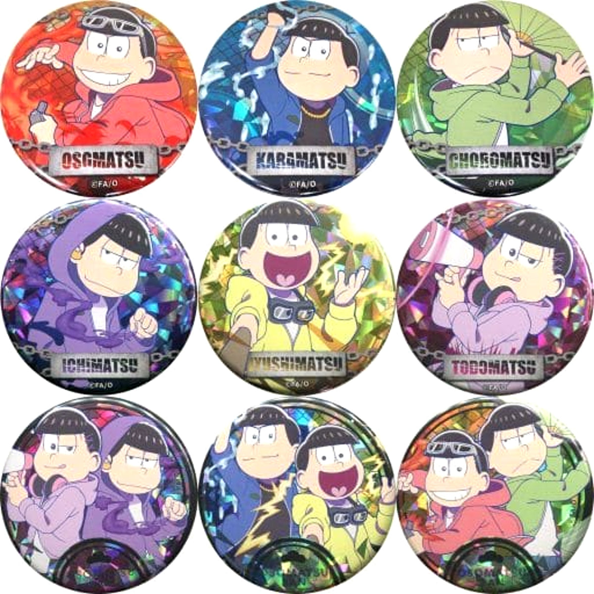 Mr. Osomatsu Osomatsu & Others Inoryoku Matsu Hologram Random Can Badge animate Girls Festival 2018 Limited All 9 Types Set Buttons [USED]