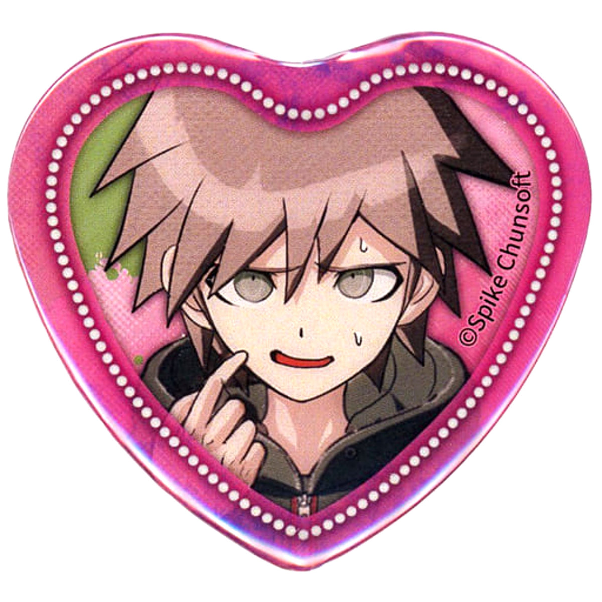 Danganronpa 8 Makoto Naegi Blushing Heart Can Badge Collection Danganronpa Ver. Namja Town 8th Anniversary! Zeiin Zetsubo Limited Buttons [USED]