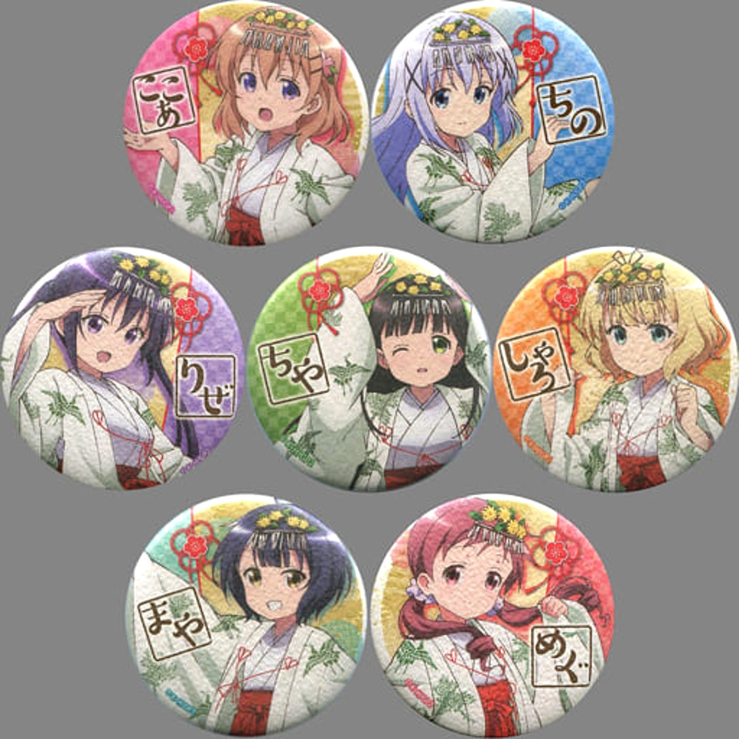 Is the Order a Rabbit?? Cocoa & Others Trading Japanese Paper Style Can Badge Is Your Order a Festival?? Atre Akihabara Limited All 7 Types Set Buttons [USED]