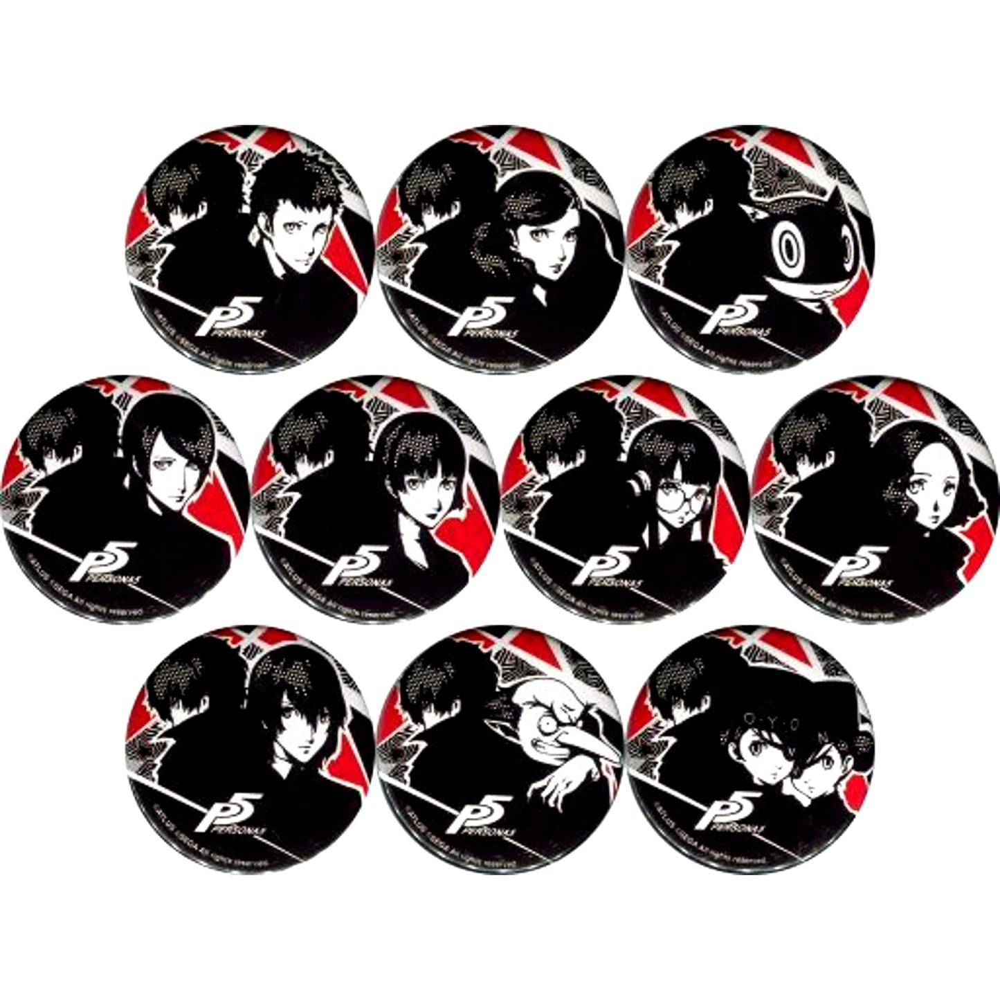 Set of 10 Persona 5 Trading Button Coop Ver. [USED]