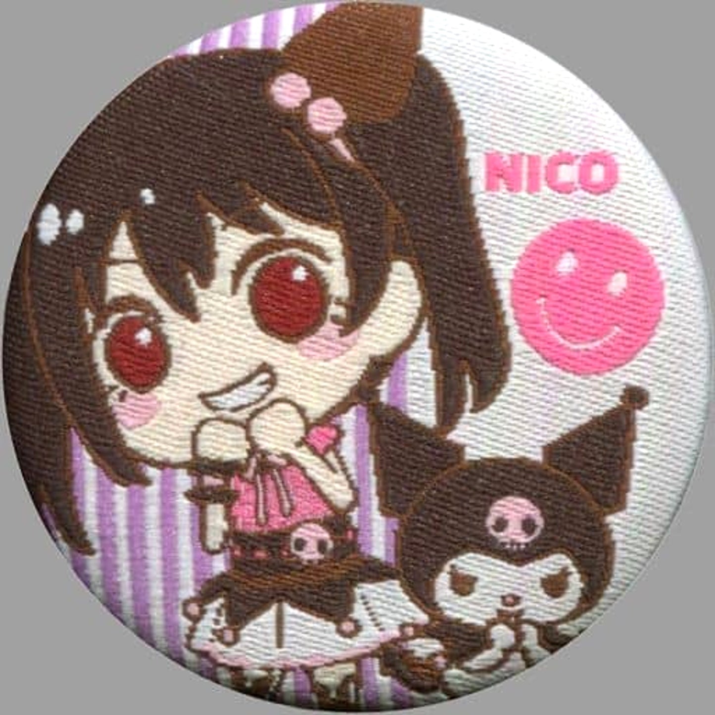 Puchiguru Love Live! X Sanrio Characters Nico Yazawa Kuromi Woven Embroidery Can Badge M's Buttons [USED]