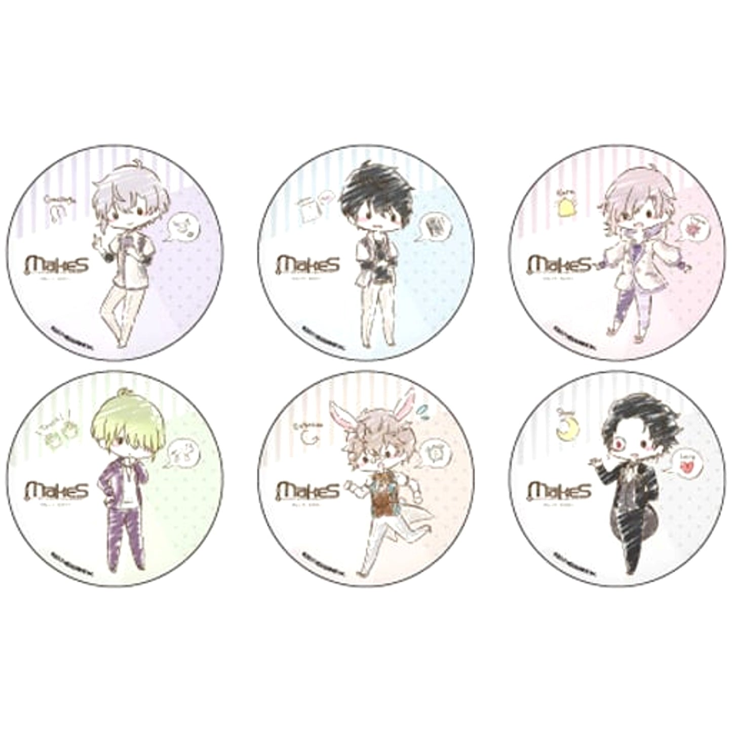 MakeS: Ohayou, Watashi no Sei Sei & Others Graph Art Design Can Badge 01 All 6 Types Set Buttons [USED]