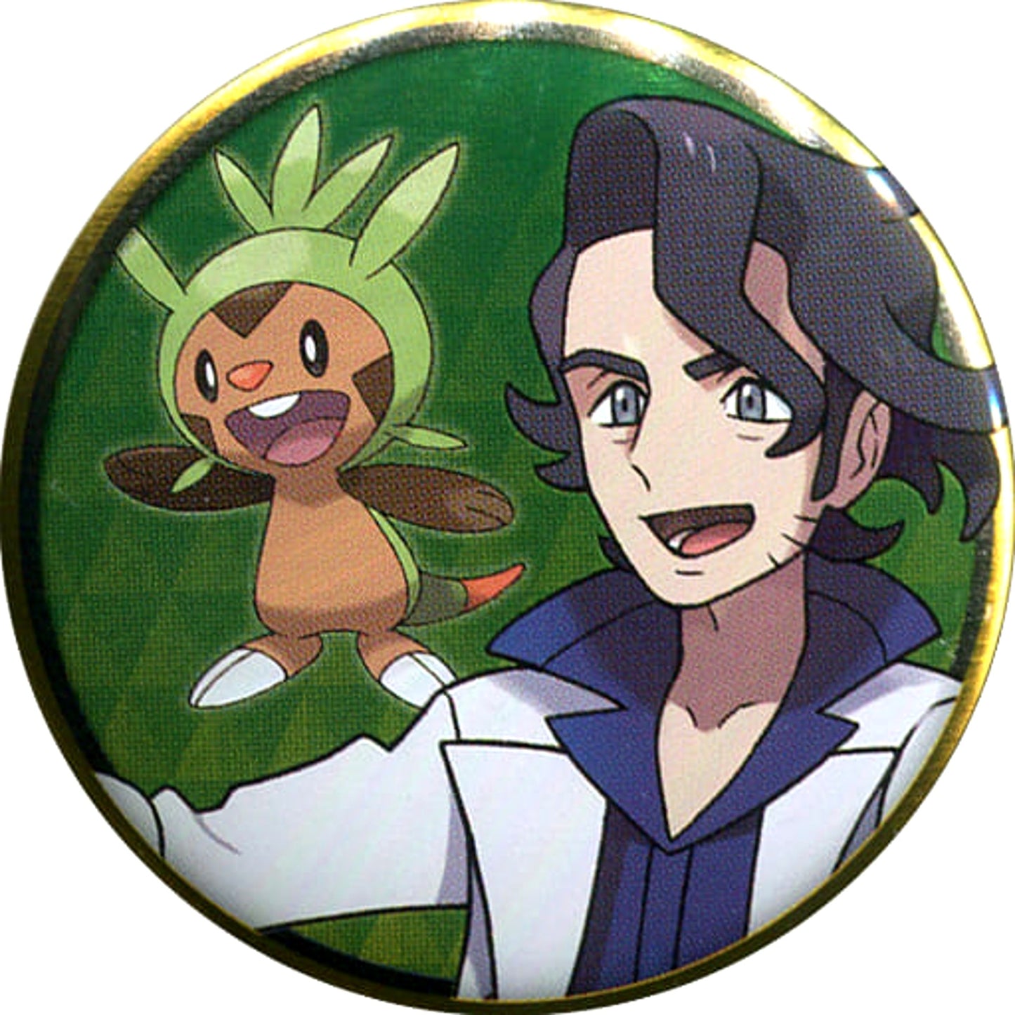 Pokemon Augustine Sycamore Chespin Can Badge Collection Kalos Region Arc Pokemon Center Limited Buttons [USED]