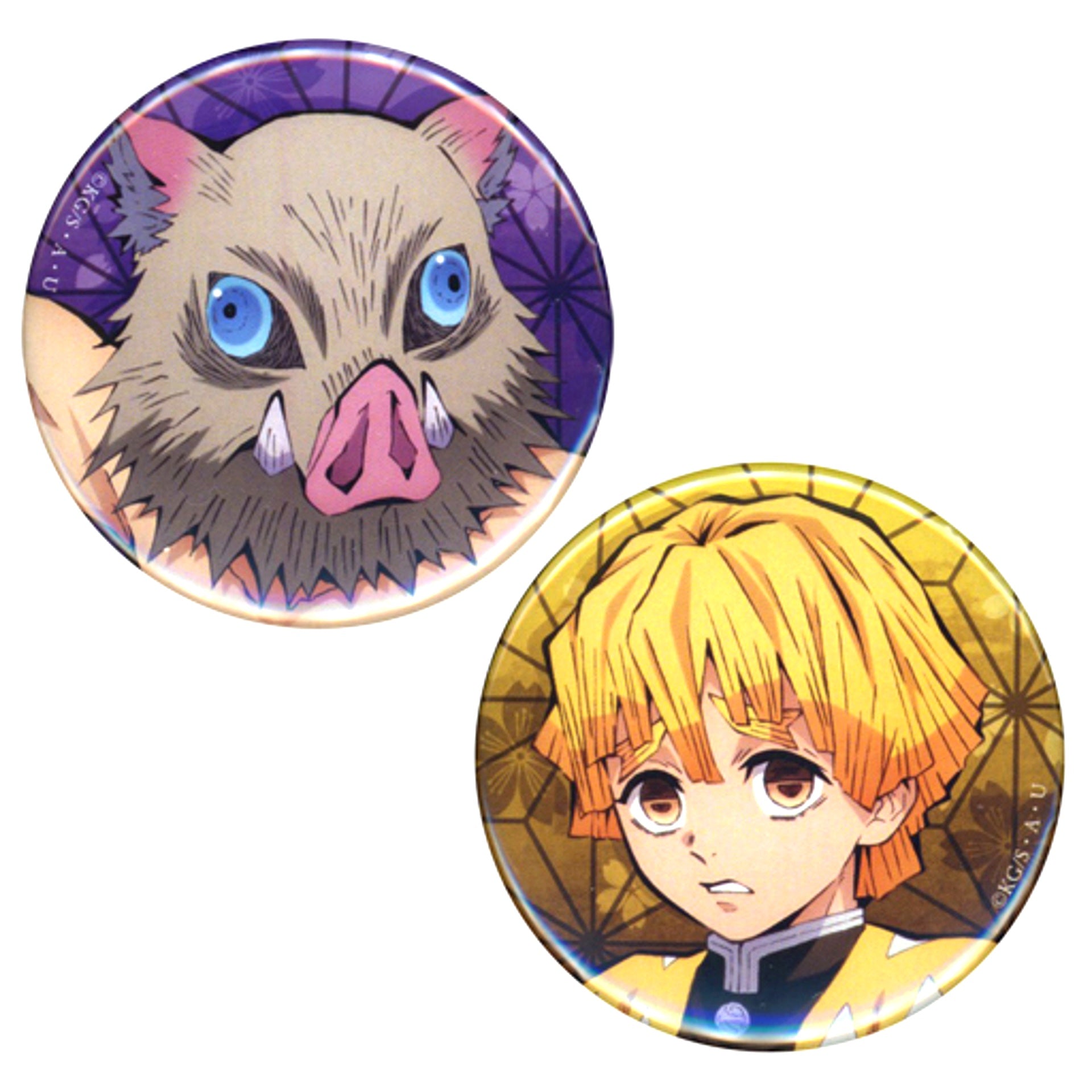 Set of 2 Zenitsu & Inosuke Demon Slayer Jump Festa 2019 Goods Button Set B [USED]