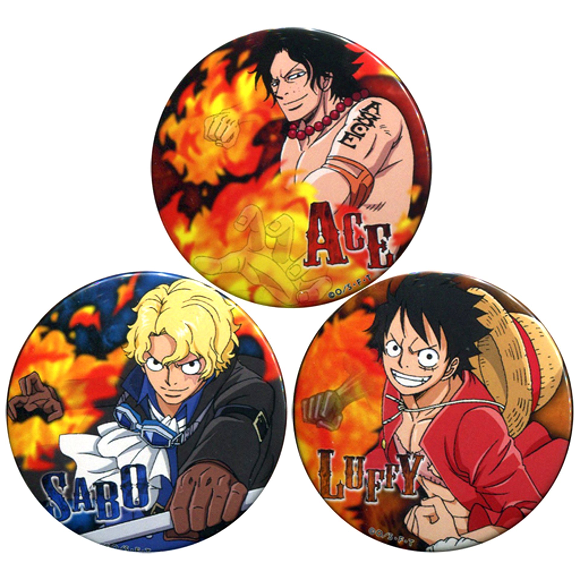 Set of 3 Luffy & Ace & Sabo Button Set One Piece Jump Festa 2019 Goods [USED]