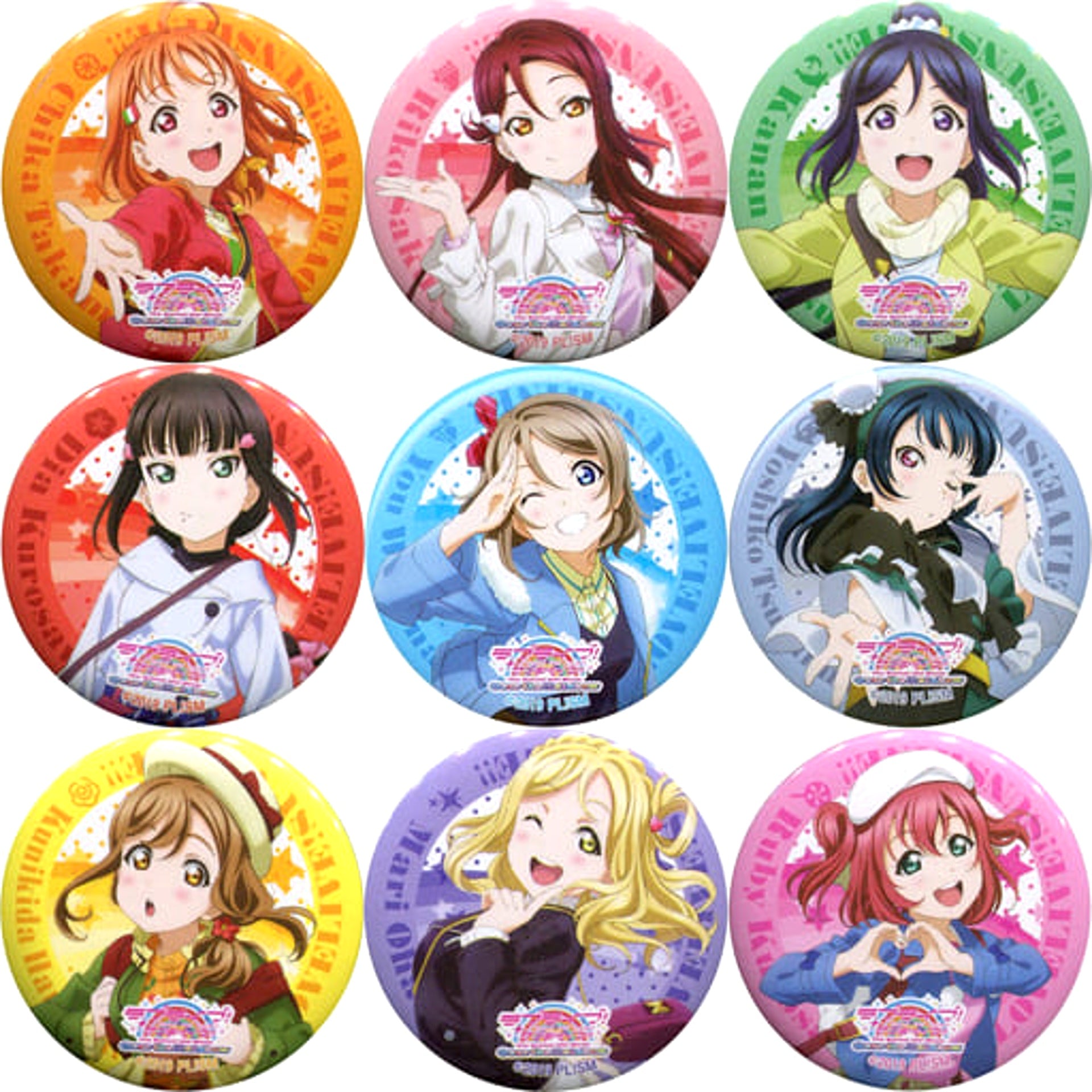 Chika Takami & Others Lovelive! Sunshine!! The School Idol Movie Over The Rainbow All 9 Types Set Button 7-Eleven Limited Target Product Purchase Privilege [USED]