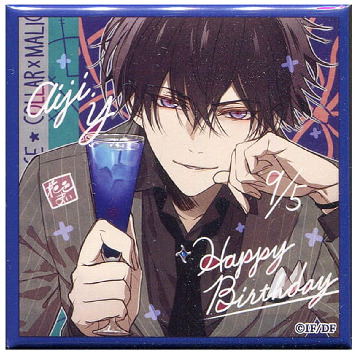 Collar x Malice Aiji Yanagi Square Can Badge Ver.Birthday 2017-2018 Otomate Winter Market 2018-2019 Limited Buttons [USED]