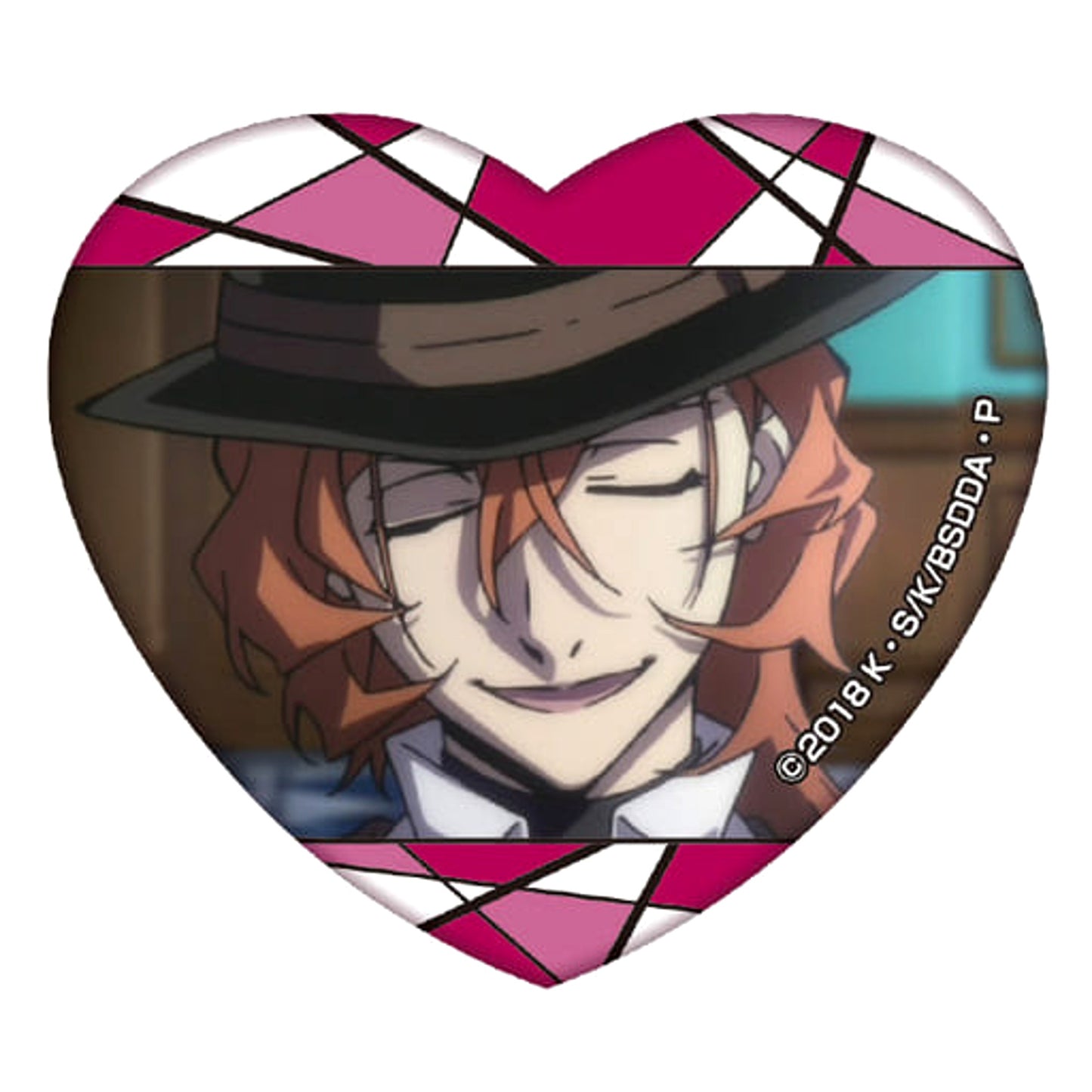 Bungo Stray Dogs Dead Apple Chuya Nakahara Heart Shaped Glitter Acrylic Badge Buttons [USED]