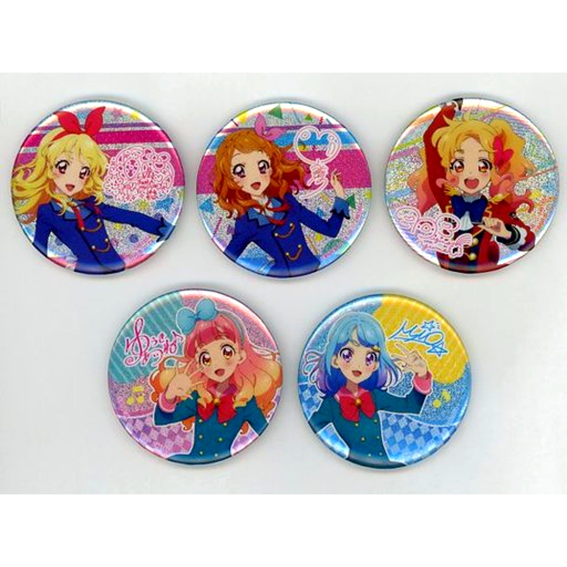 Set of 5 C Prize Hologram Button Aikatsu! Series Assort [USED]