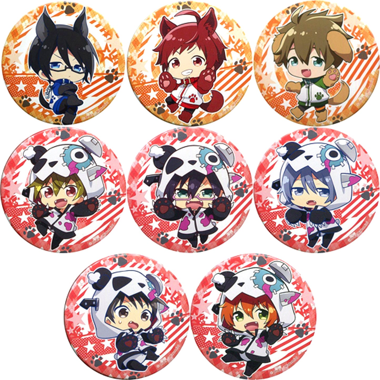 Set of 8 The Idolmaster SideM Wake Atte Mini! Trading Big Badge Vol.1 [USED]