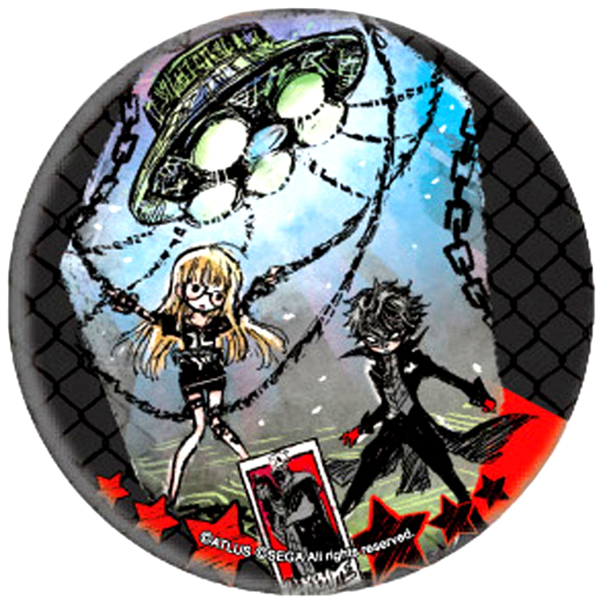 Futaba Sakura Navi and Protagonist Joker 03. Persona 5 Button GraffArt Design Event Scene Reproduction Version [USED]