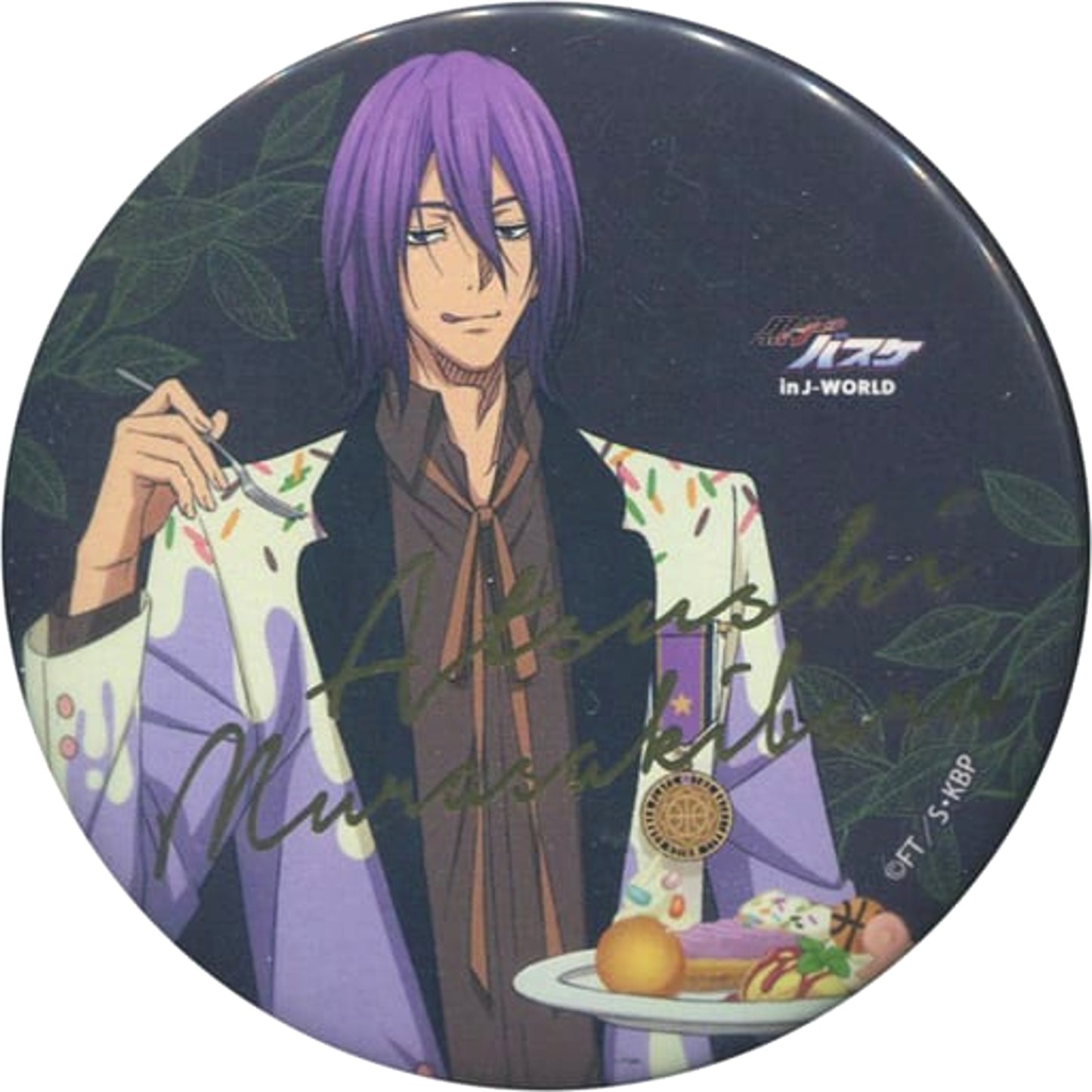Atsushi Murasakibara Kuroko's Basketball 75mm Foil Stamped Button B J-World Collection Sweets Style Ver.Special Limited [USED]