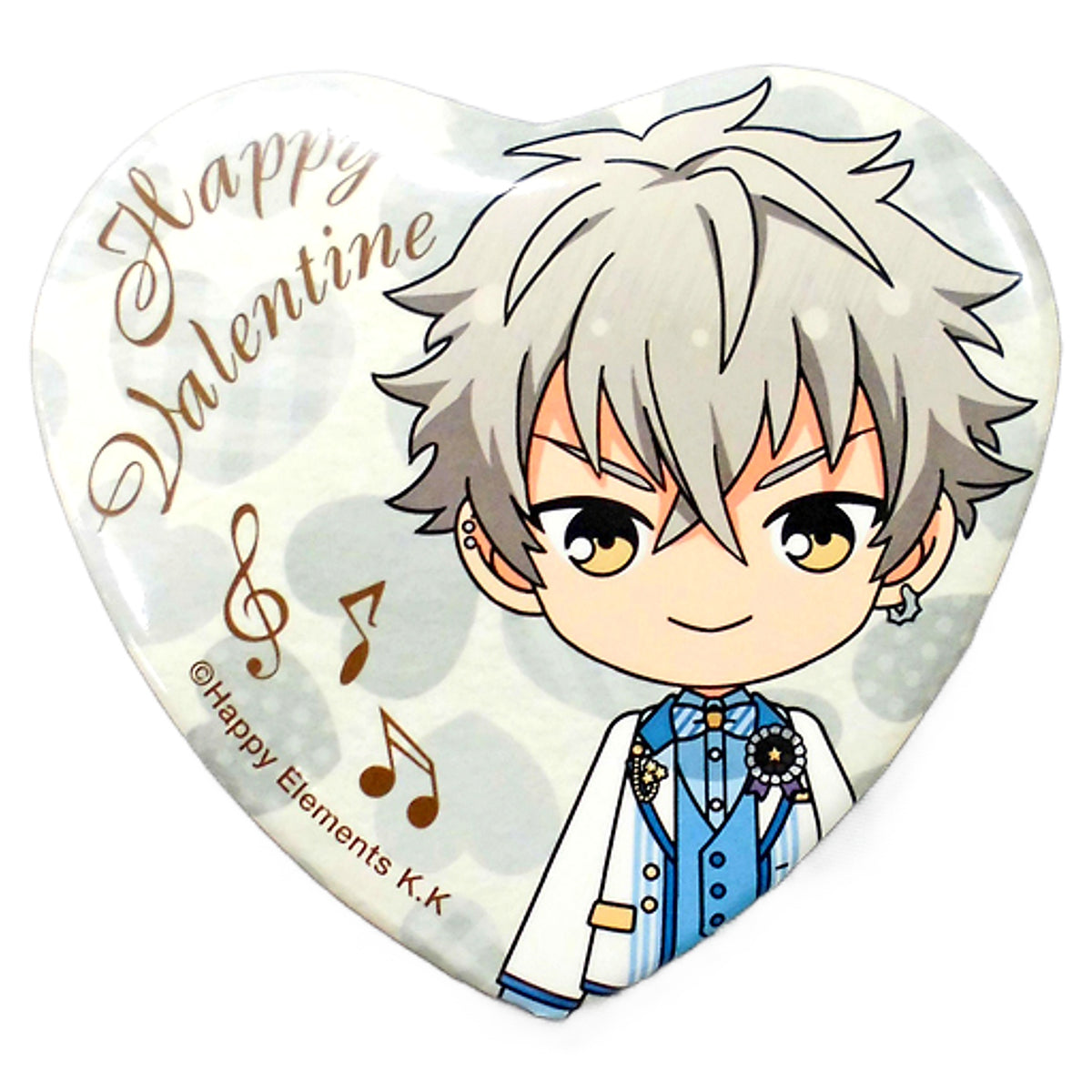 Ensemble Stars! Koga Ogami Valentine Heart Can Badge 3rd Anniversary Group A Valentine Marukaku Can Badge 2019 Ver. Purchase Bonus Buttons [USED]